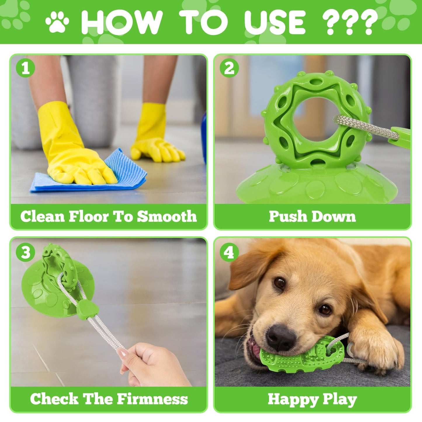 Jieffifa Dog Chew Toy for Aggressive Chewers, Indestructible TPR Rubber Chew Toy with Suction Cup, Puppy Teething Toys for Dental Health, Food Dispensing Interactivefor (Green)