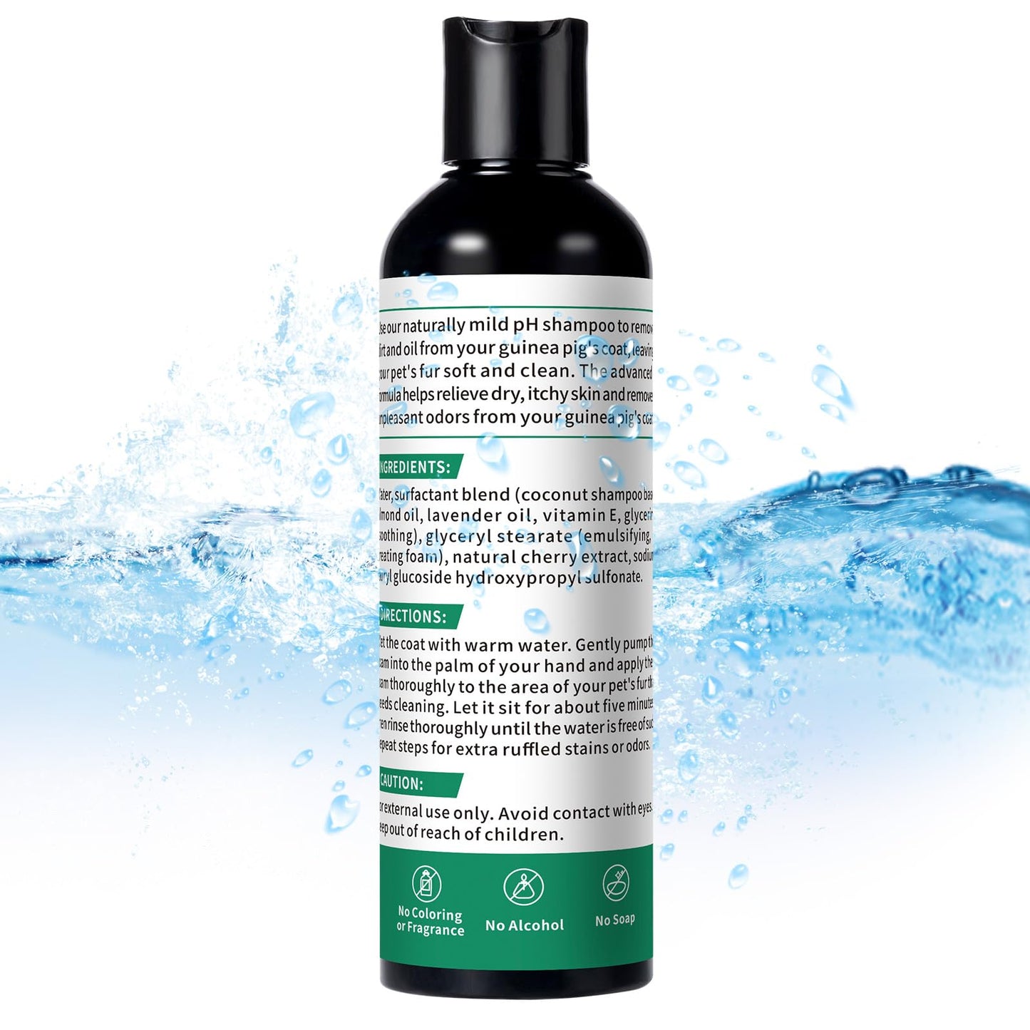 Guinea Pig Shampoo 8 oz - Naturally Effective Shine Skin & Coat Formula - NO Fragrance, Hypoallergenic, Relieves Dry, Itchy Skin, Eliminates Odors