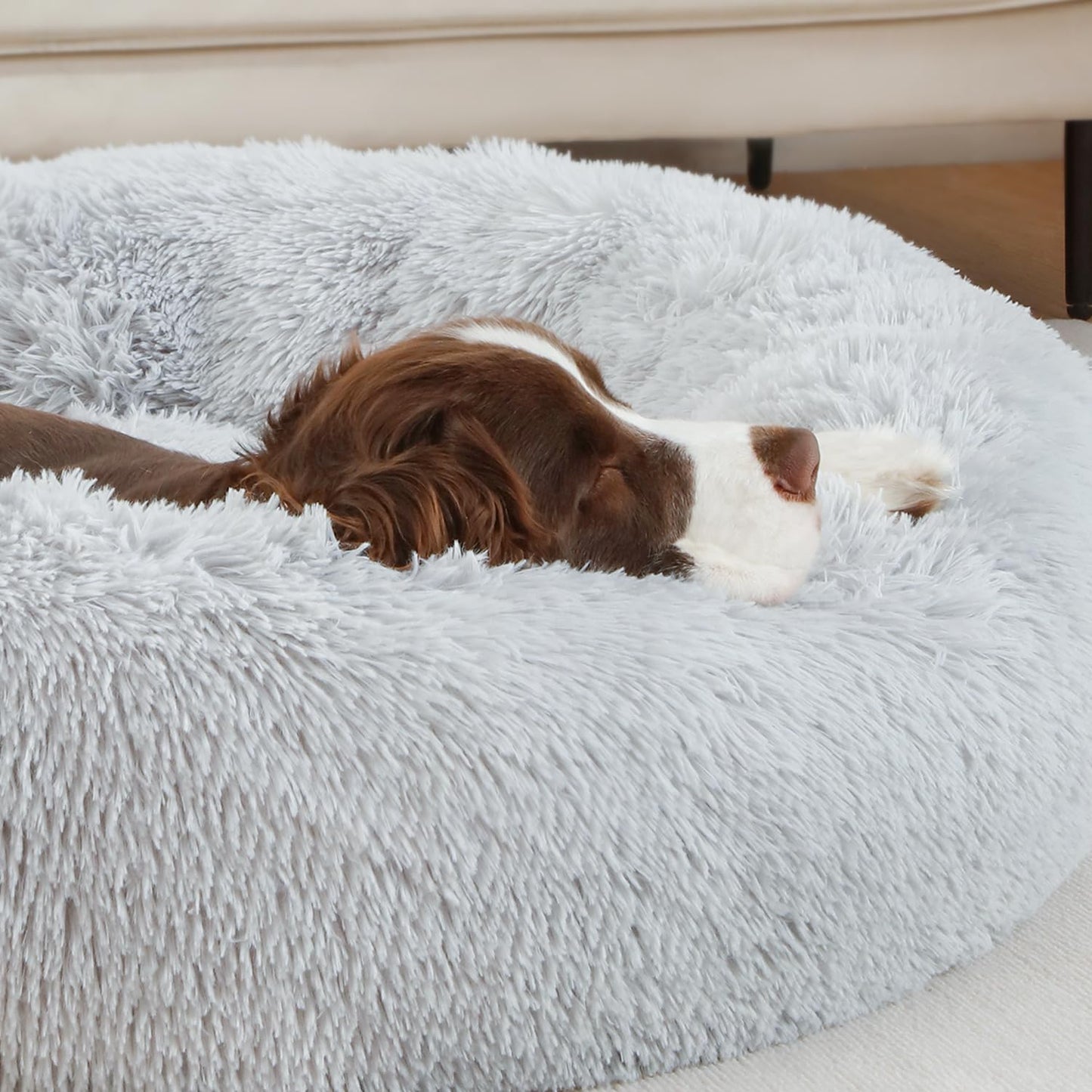 ELSKER&HOME Calming Dog & Cat Bed,Donut Washable Warming Soft Round 23 inches Dog Beds for Small Dogs,Anti-Anxiety Fluffy Plush Cushion Bed Fits up to 25 lbs Pets