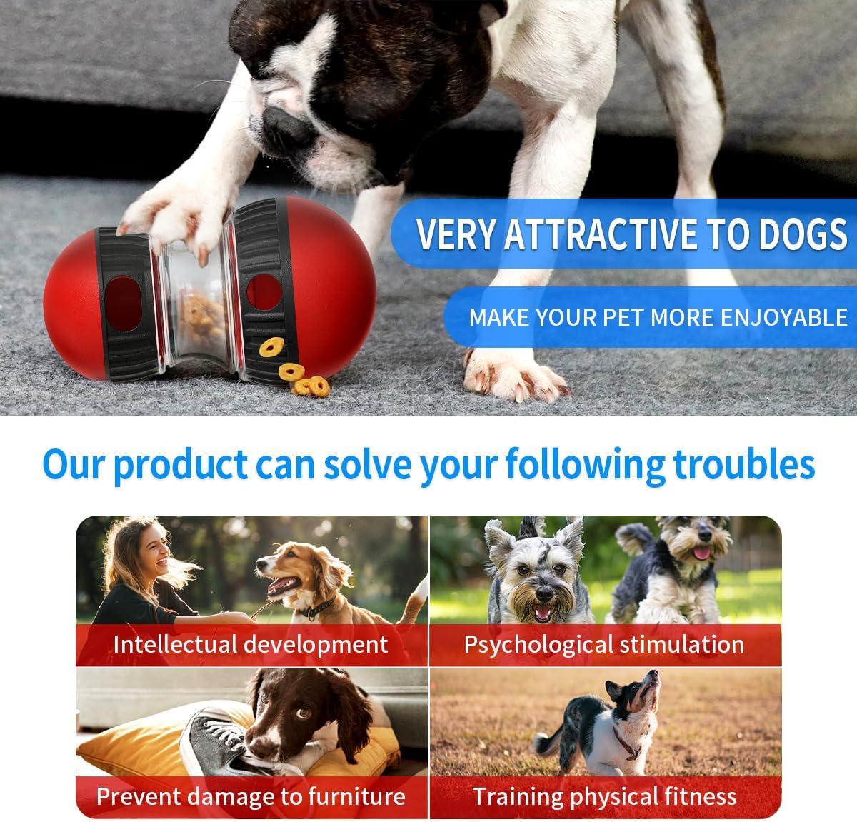 Hurray Treat Dispensing Dog Toys & Adjustable Slow Feeder Ball - Dog Puzzle Toy – Ideal Toys to Keep Them Busy - Treat Ball for Dogs