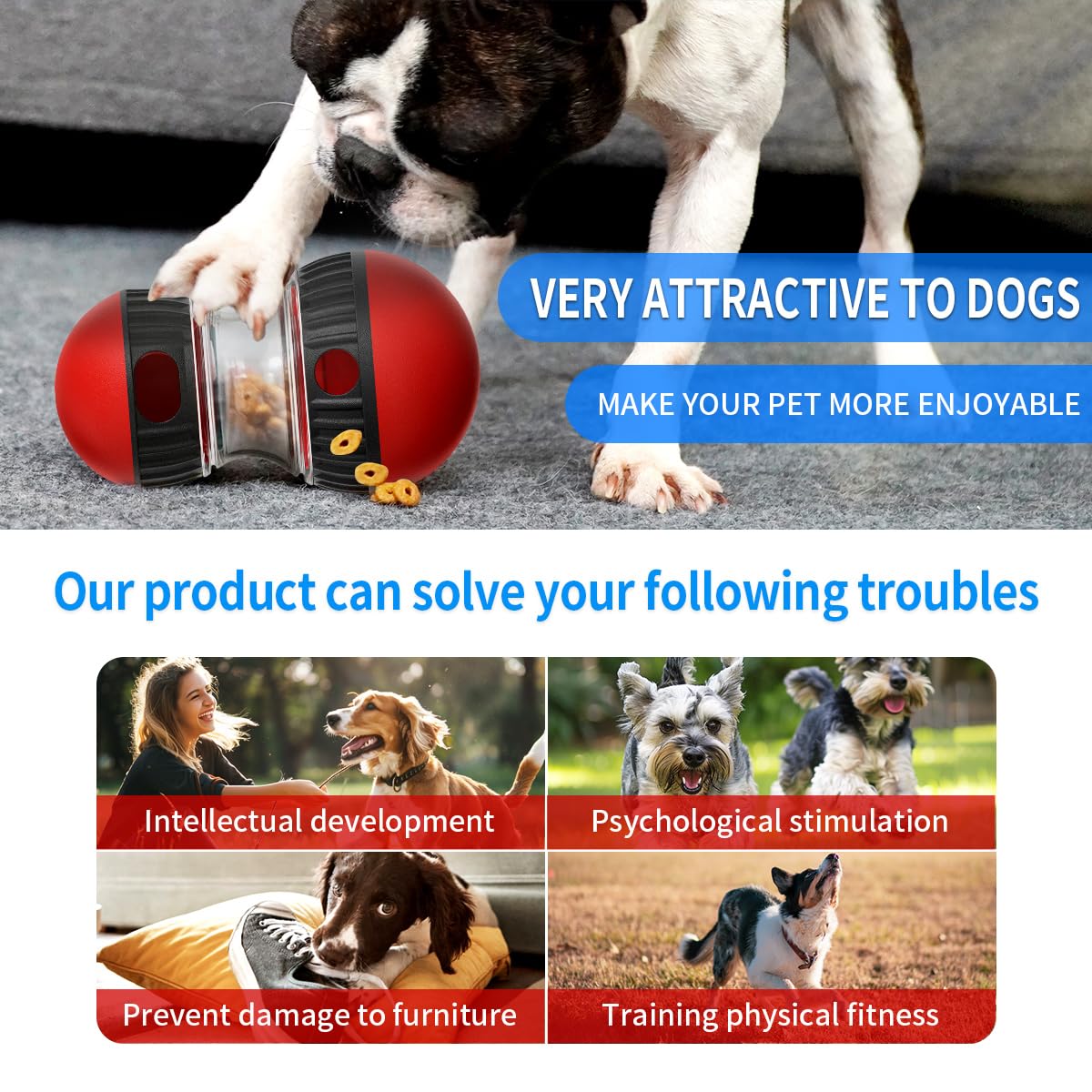Hurray Treat Dispensing Dog Toys & Adjustable Slow Feeder Ball - Dog Puzzle Toy – Ideal Toys to Keep Them Busy - Treat Ball for Dogs