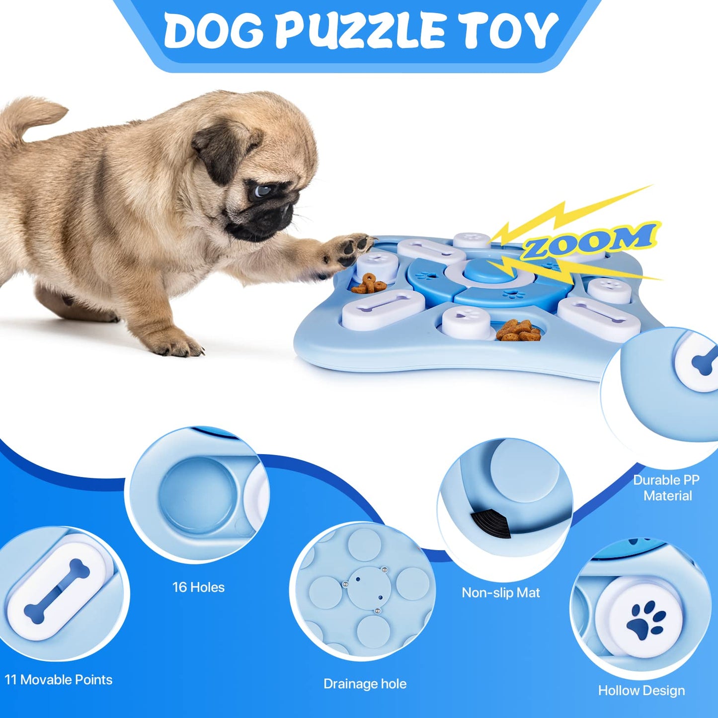 TBC PET Dog Puzzle Toy, Interactive Dog Toys Treat Puzzle Dispensing for Dogs Brain Stimulation IQ Training & Mental Enrichment, Squeaky Slow Feeder Advanced Level 2 in 1 for Small/Medium/Large Dogs