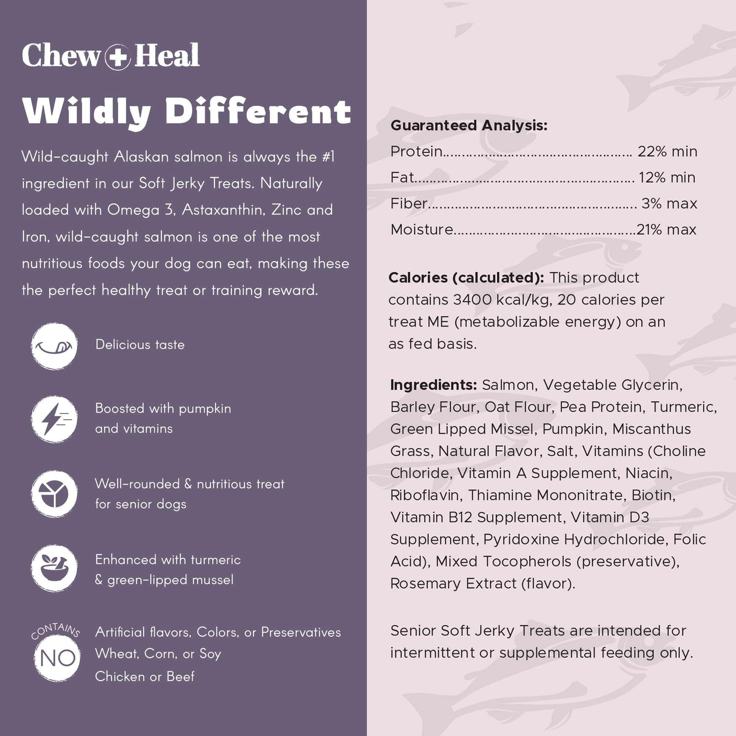 Seniors Soft Jerky Salmon Dog Treats - 12 oz of Omega Dog Joint Supplement, Wild Caught Salmon and Turmeric Jerky - Made in The USA