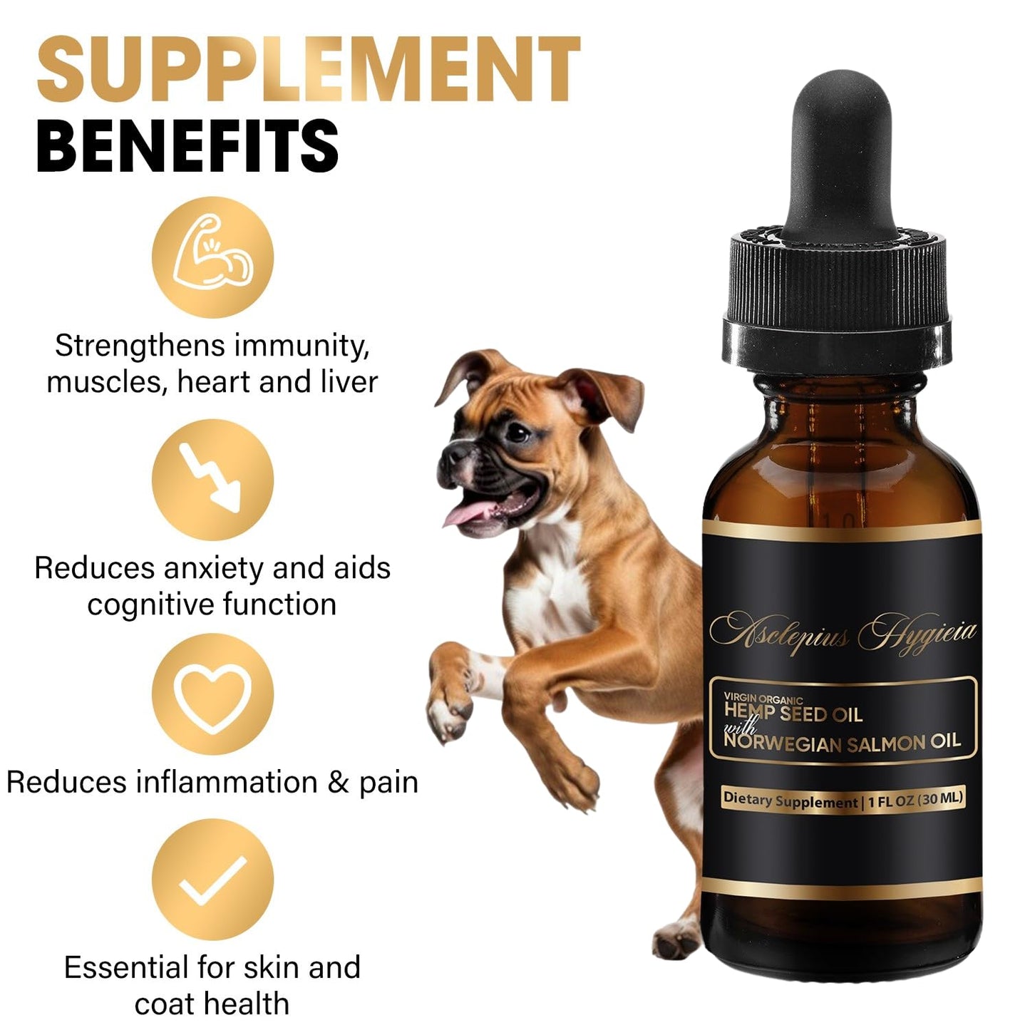 Hemp Seed Oil & Norwegian Salmon Oil - Organic, No Additives, Human-Grade Formula for Dogs and Cats - Reduce Anxiety, Pain, and Inflammation - Hip and Joint Support - Made in USA