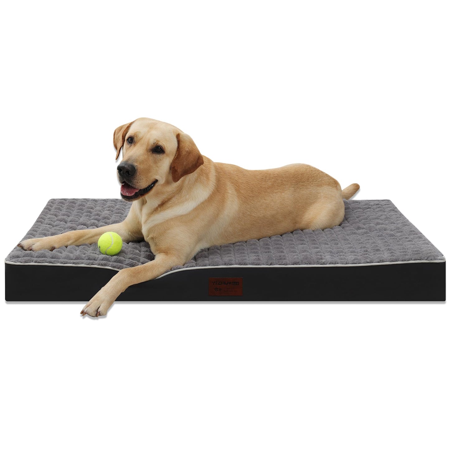 YIZHUOPET Dog Bed, Waterproof Orthopedic Dog Beds for Large/Medium/Small Dogs, Dog Crate Pad with Removable Washable Pet Mat Cover, Non-Slip Bottom (L(36''x27''x3''), Grey Side