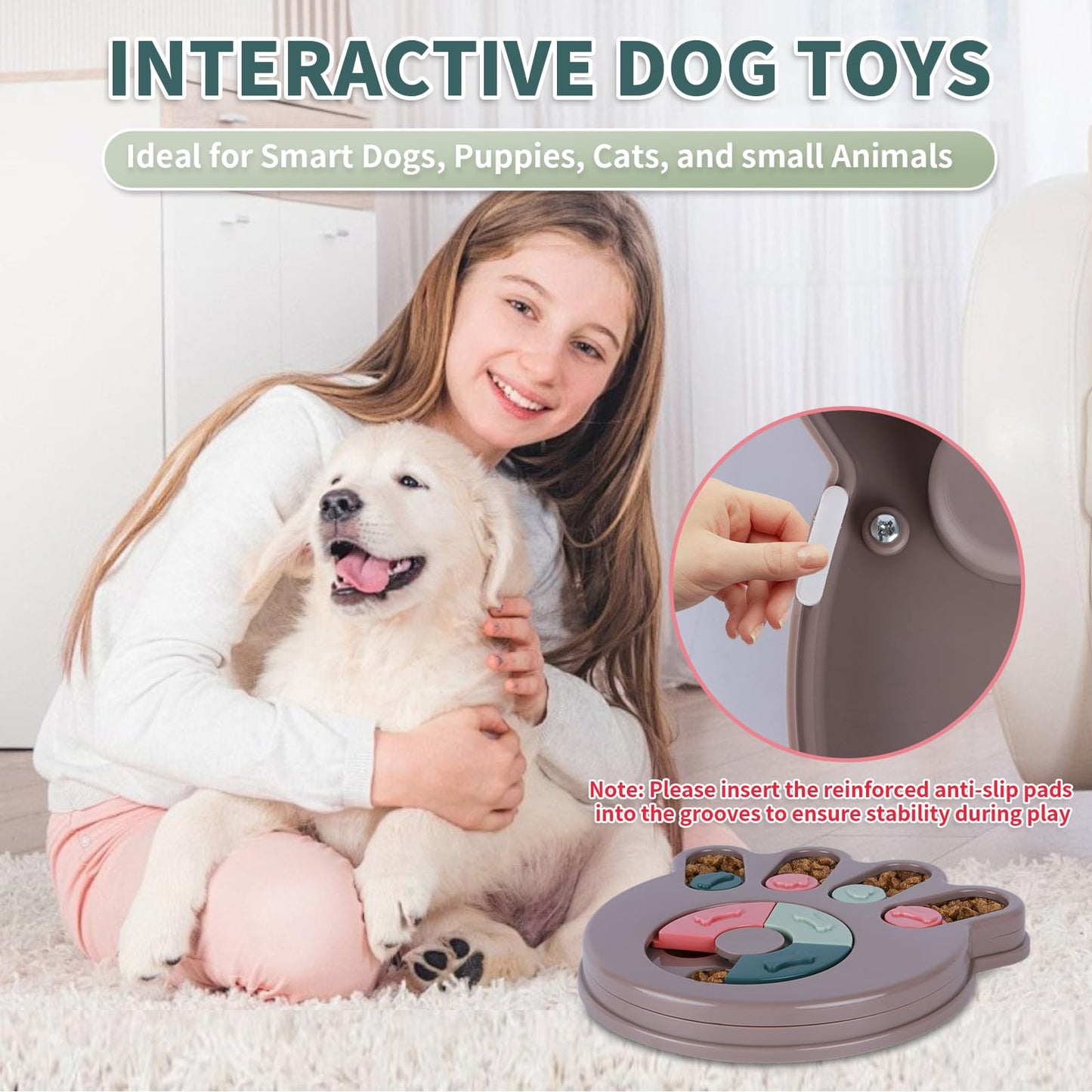 Interactive Dog Puzzle Toy & Slow Feeder Bowl - Puppy Chew Toys for Boredom Relief, Mental Stimulation, Aggressive Chewers,Dog Puzzle Toy