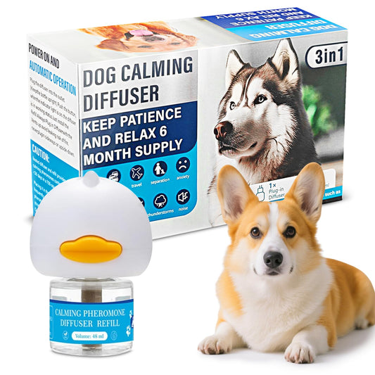 SUOOCH Dog Calming Diffuser 3 in 1 Appeasing Dog Pheromones Diffuser to Calm Kit with 1 Diffuser + 48ml Refill for Anxiety Relief 30 Day Supply (Tasteless) Jasmine Scent