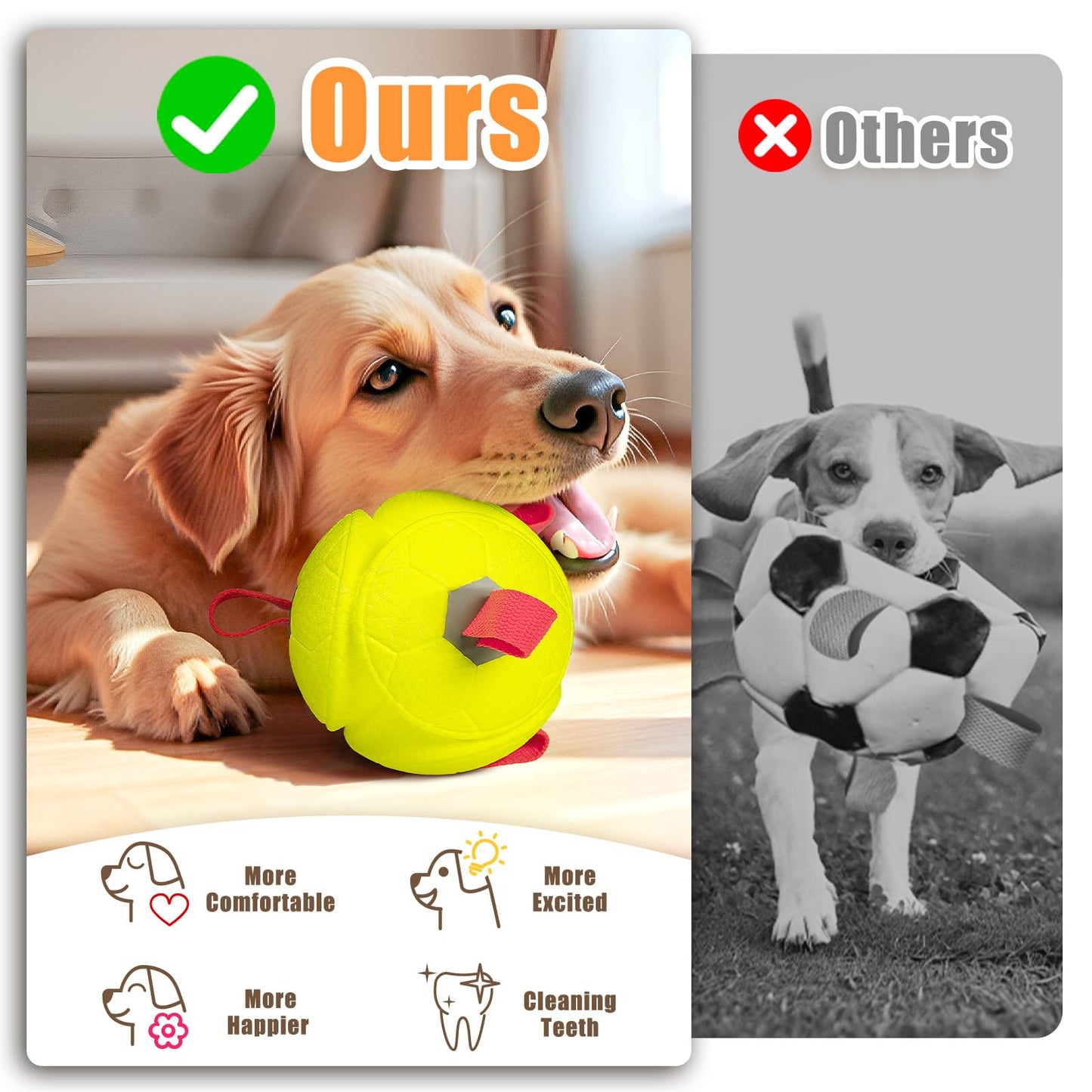 Moonorange 6 Inch Dog Ball Toys Interactive Soccer Ball with Straps for Tug of War Water Pet Toys Gifts for Puppy Birthday Indoor Outdoor for Fetch for Large Medium Dogs