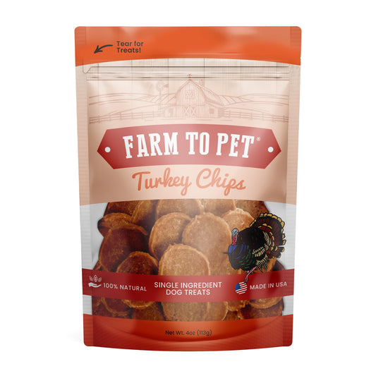Farm To Pet Dog Training Treats, Healthy Turkey Chips for Dogs - 4 oz, 100% Human Grade Turkey Breast, All Natural, Single Ingredient, Low Allergen Treats for Dogs and Puppies, Made in USA
