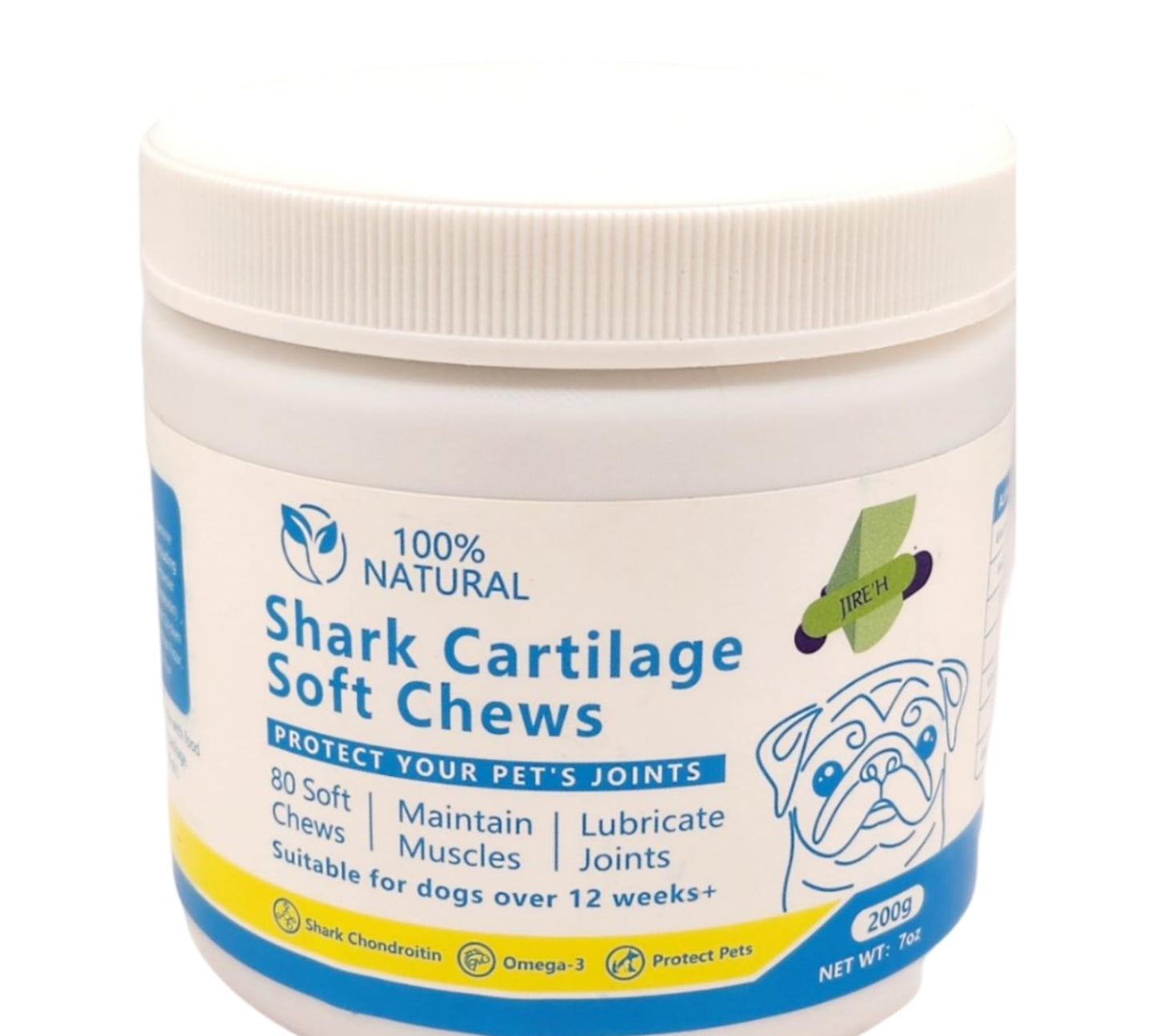 Jire'h Advance Dog Hip and Joint Supplement,80 Count, Chicken Flavored,Pain and Inflammation Relief Chews with Glucosamine, Chondroitin, MSM, Vitamin C, Omega 3, with Calcium from Shark Cartilage