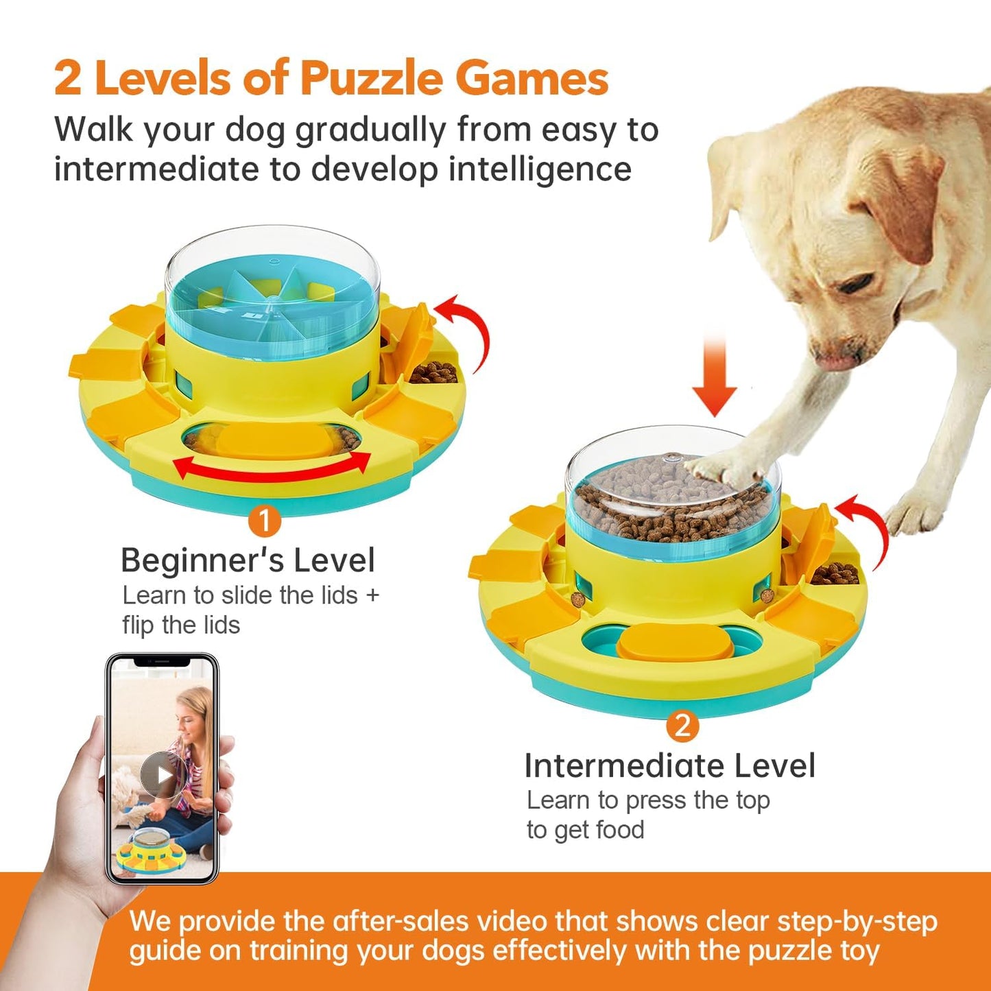KADTC Beginner Level 1 Dog Puzzle Toy for Small/Medium/Large Dogs Food Puzzles Feeder Mental Stimulation Puppy Brain Stimulating Interactive Slow Treat Dispenser Cognitive Enrichment Mind Game
