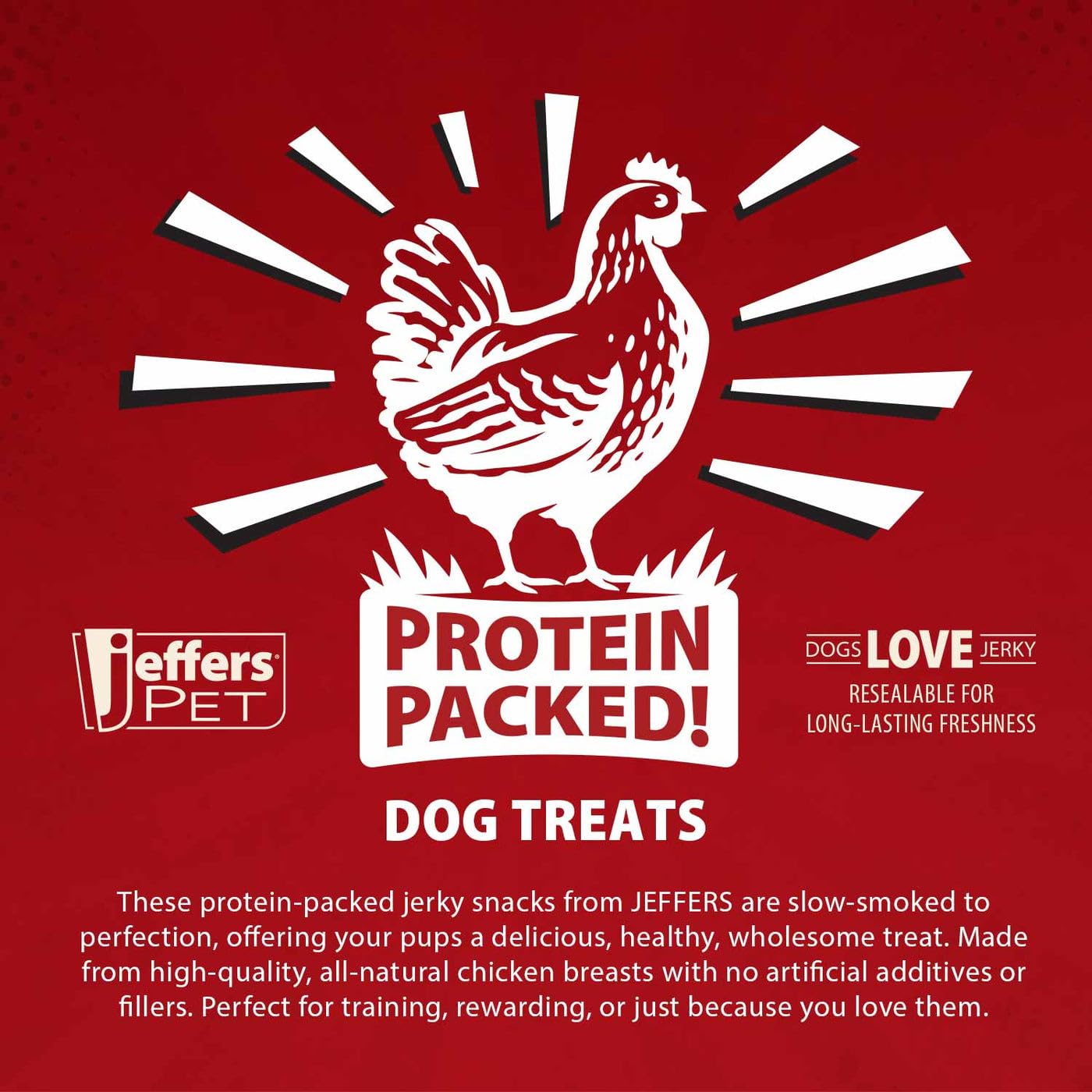 Jeffers Pet Chicken Jerky Dog Treats 24 oz – Chicken Breast Tenders for Small & Large Dogs, Natural High Protein Grain Free Snacks for Training or Chewing, USA Made, Limited Ingredient Soft Strips