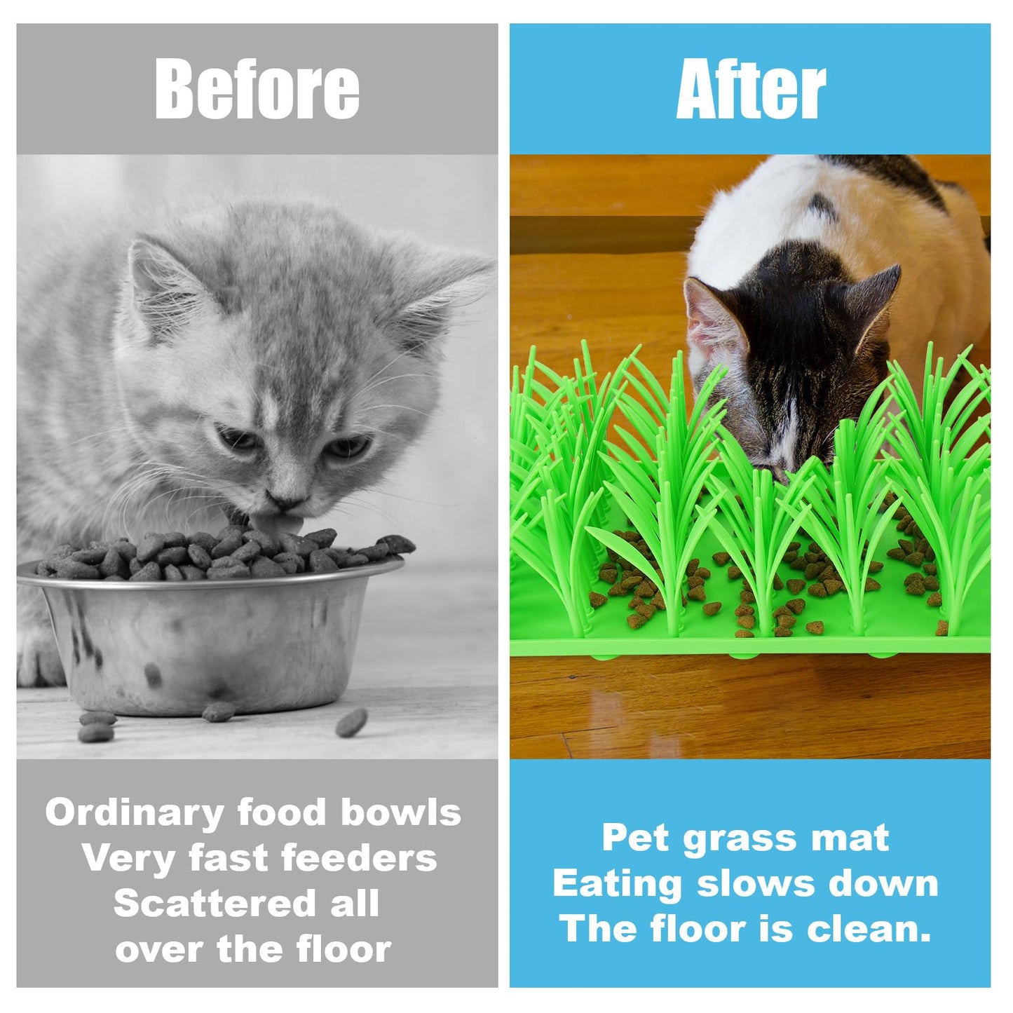 AIERSA Silicone Grass Mat for Cats,Slow Food Mat Grass,Pet Snuffle Mat for Dog,Green Grass Silicone Cat Foraging Mat Motivate Pets to Forage for f Food,Interactive Food Toy for Boredom