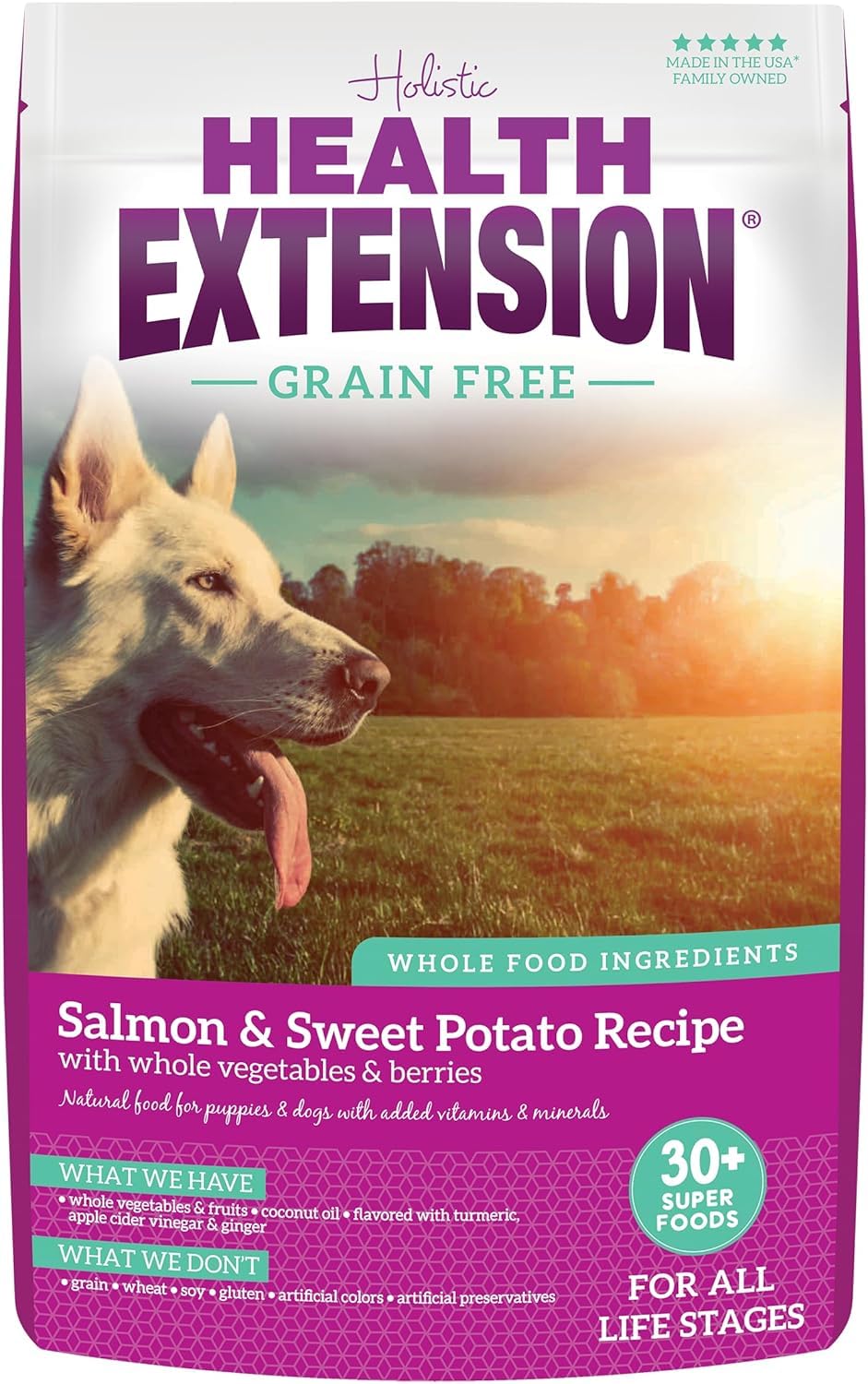 Health Extension Grain Free Salmon & Sweet Potato Dry Dog Food (4 lb / 1.81 kg) - Whole Foods Ingredients Formula with Omega 3 & Antioxidants for All Life Stages Dogs