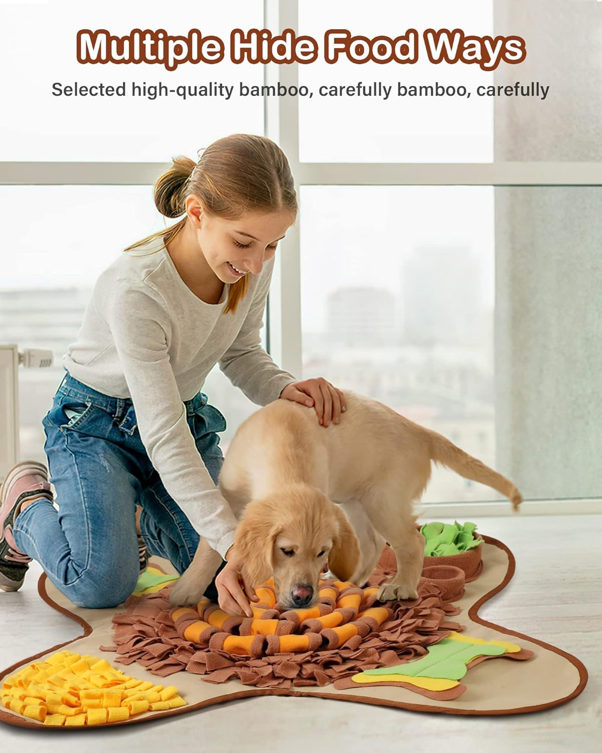 HOPET Snuffle Mat for Dogs Large Breed,Interactive Sniff Feeding Training Mat for Puppy Slow Feeder, Mental Stimulation & Slow Feeding Game for All Breeds