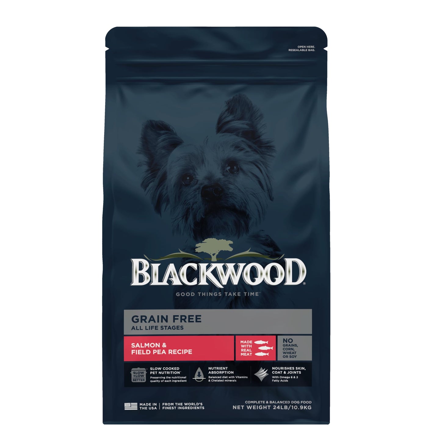 Blackwood Grain Free Dry Dog Food, Salmon & Field Pea Recipe, 24 Pound Bag for All Life Stages, Slow Cooked with Vitamins & Minerals for a Balanced Diet
