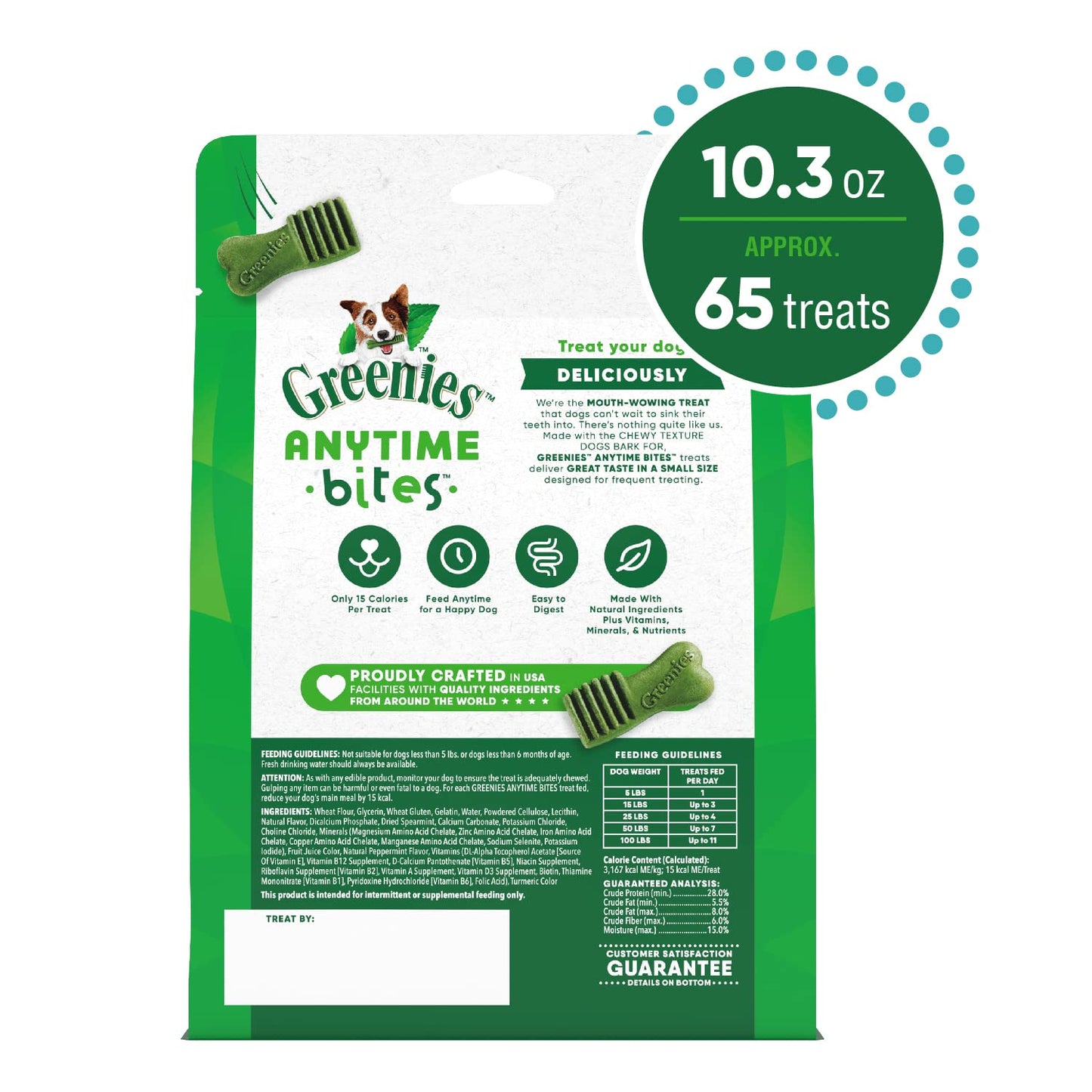 Greenies Anytime Bites Dog Treats, Mint Flavor, 10.3 oz. Bag