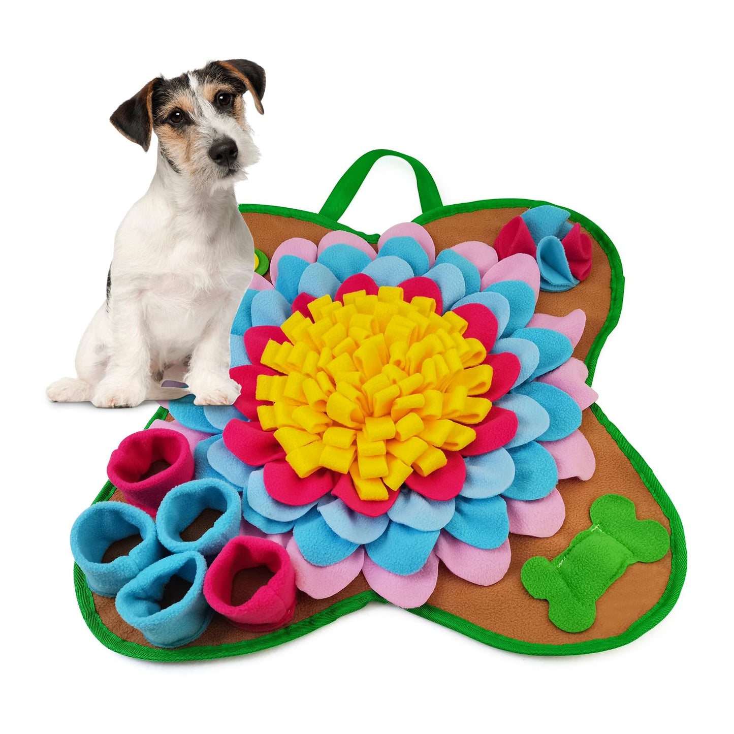 Ankilo Snuffle Mat for Dogs, 20''*20'' Interactive Foraging Puzzle Blanket, Dog Feeding Mat with Non-Slip Bottom, Foldable Pet Snuffle Mat for Sniffing, Slow Feeding and Stress Release