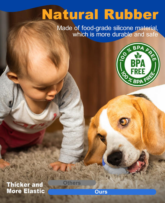 Xeuch Light Up Dog Balls, LED Dog Toy Ball Rechargeable, Bounce-Activated Durable Fetch Ball Grow in The Dark, Night Glowing Dogs Toys, Natural Rubber, Color Changing LED, 2.5 inches-Blue