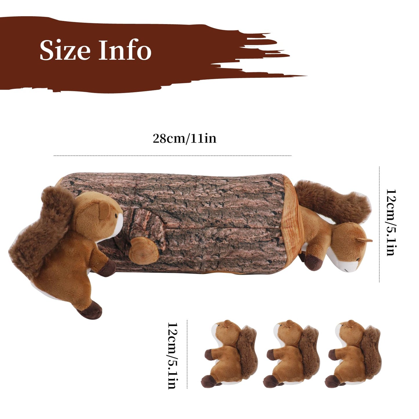 IFOYO Squirrel Hide and Seek Dog Toy, Squeaky Interactive Dog Toys for Boredom, Plush Dogs Toys to Keep Them Busy, Relive Anxiety, Attract Attention, Puzzle Toy for Smal and Medium Dogs