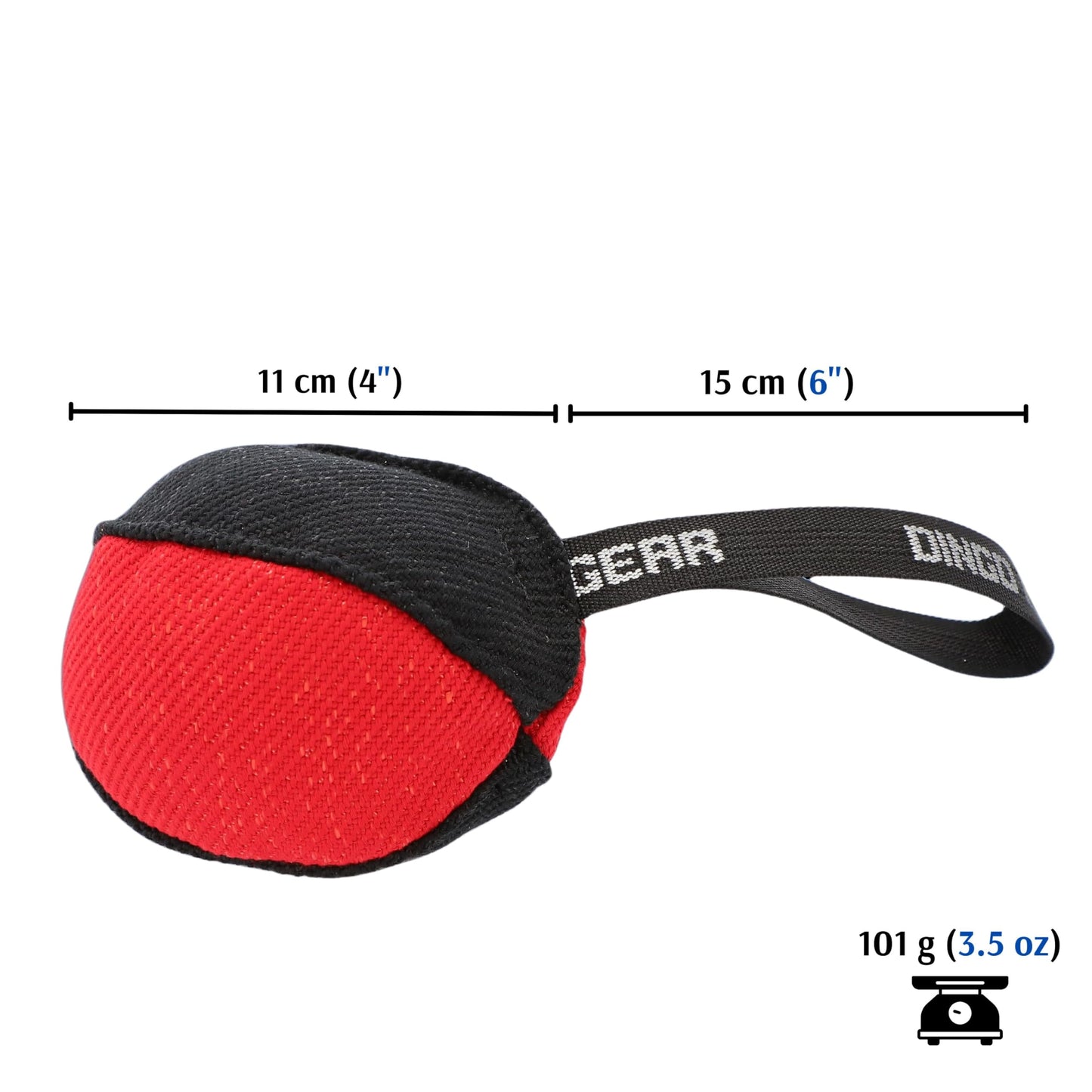 Dingo Gear Dog Tug Ball 4" for Strong Dog, Bite Training, IGP, K9, Fun, Red S02780