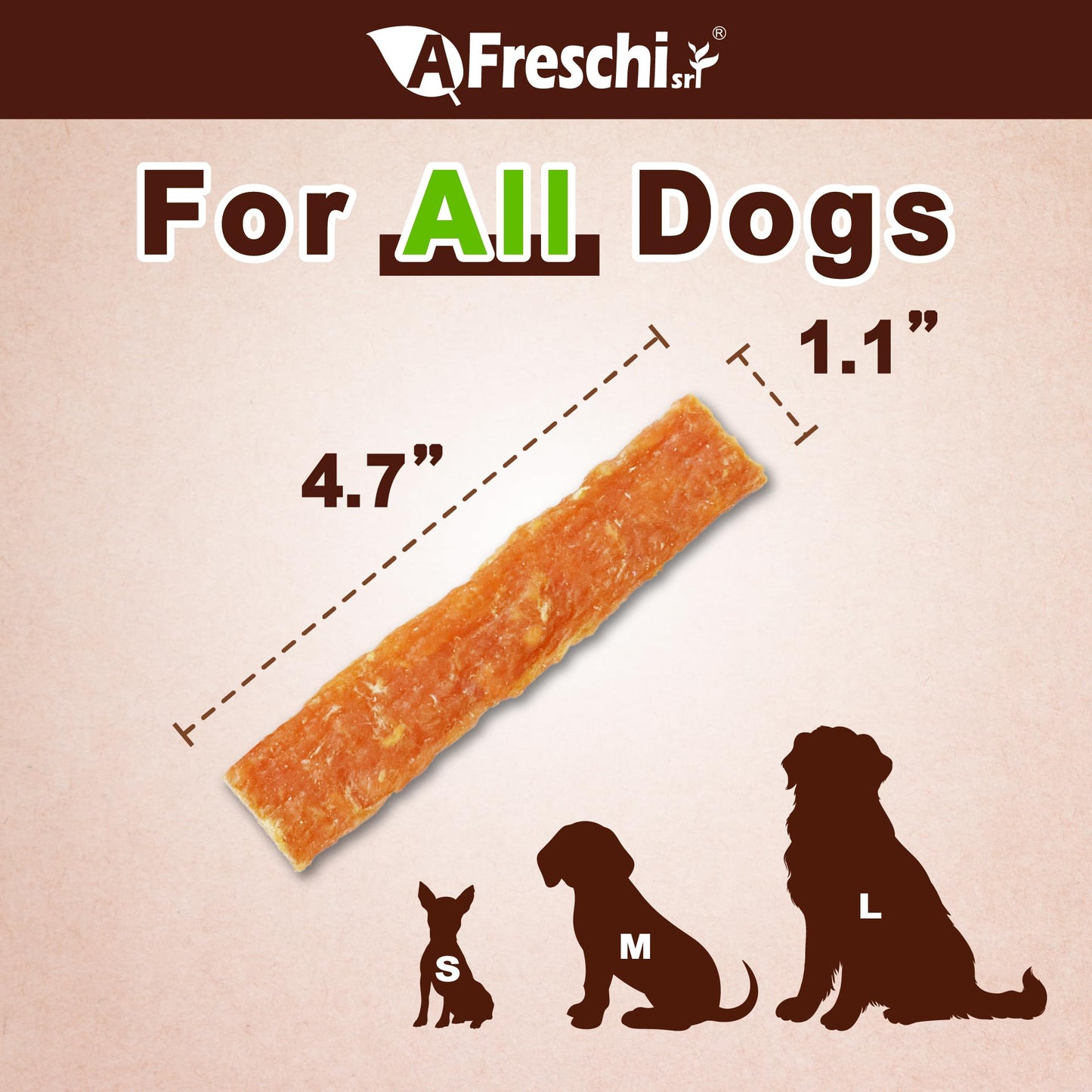 AFreschi Natural Soft Chicken Jerky Cuts 16 oz, Dog Treats, All Natural, Grain-Free, High-Protein, Healthy & Easily Digestible, Soft Texture