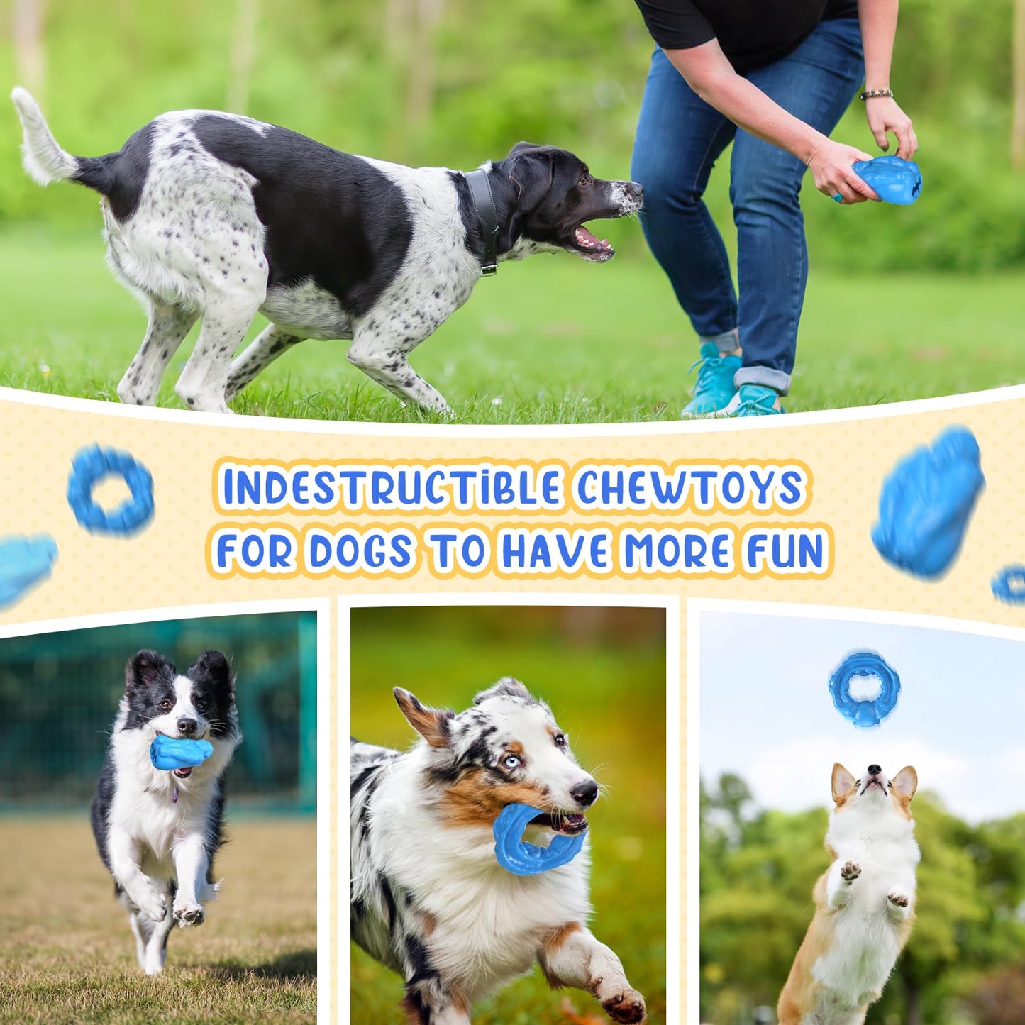 Zuykjeagle Dog Chew Toys for Aggressive Chewers Medium Small Dogs, Indestructible Non-Toxic Natural Rubber Tough Ring Chew Toys for Puppy Dog Teething Toys and Teeth Cleaning (Ring+Gorilla01)