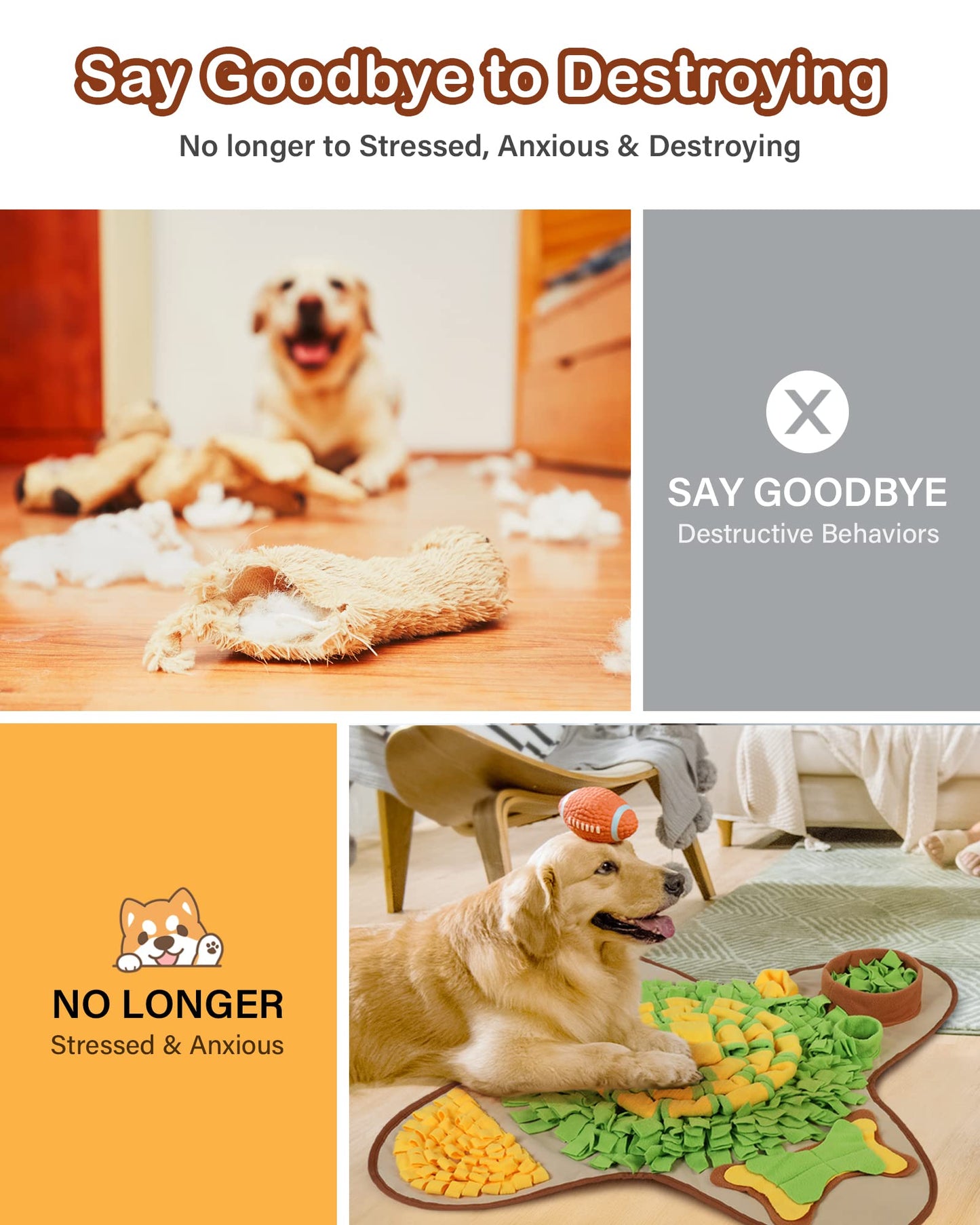 HOPET Snuffle Mat for Dogs Large Breed, 28.3''x28.3'' Interactive Puzzle Dog Food Mat, Easy to Clean, Durable, Mental Stimulation & Slow Feeding Game for All Breeds
