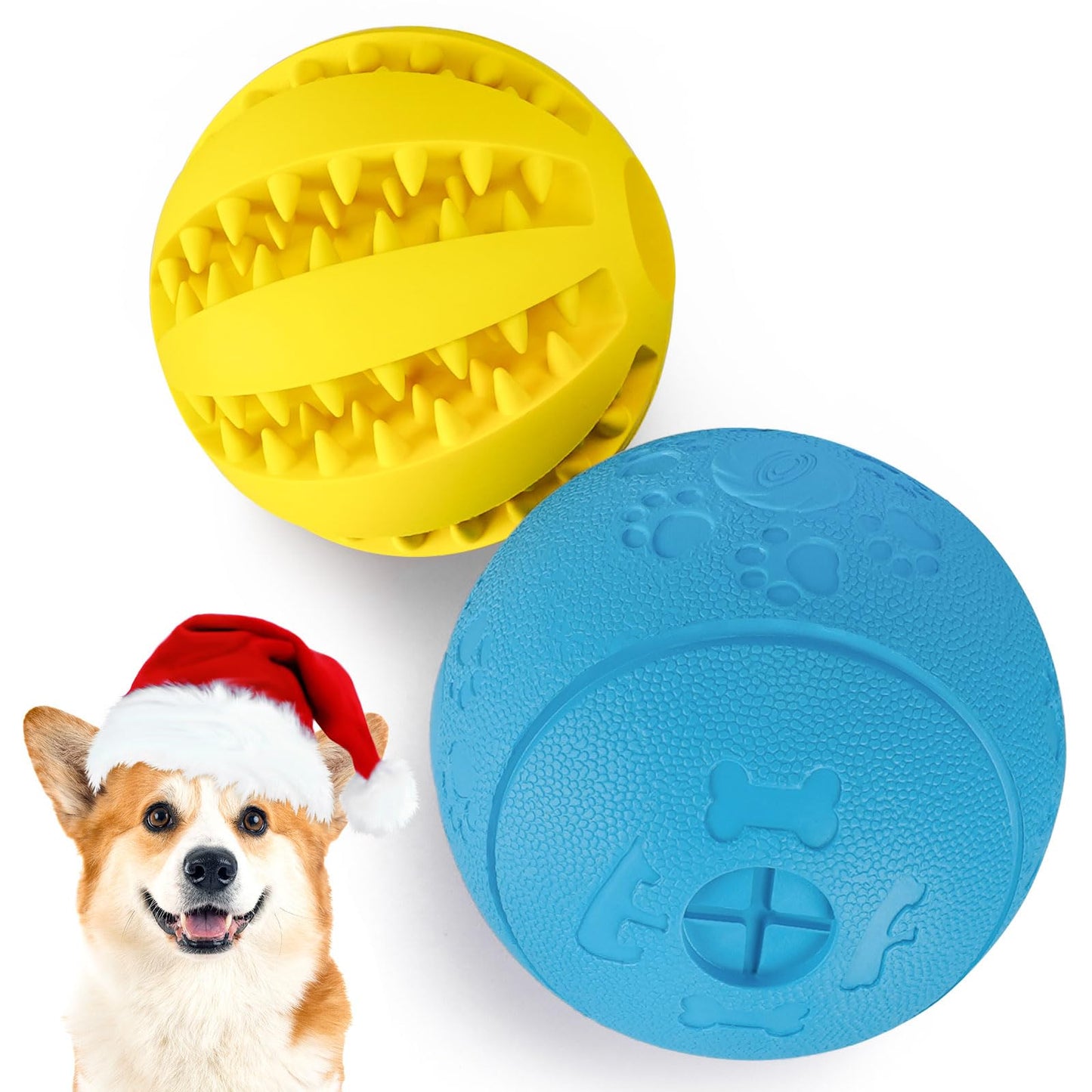 HIPPIH Dog Puzzle Toys 2 Pack, Dog Enrichment Toys for Large Dogs & Small Dogs, Puppy Balls for Treat Dispensing, Durable Balls for Teeth Cleaning/IQ Training/Chewing