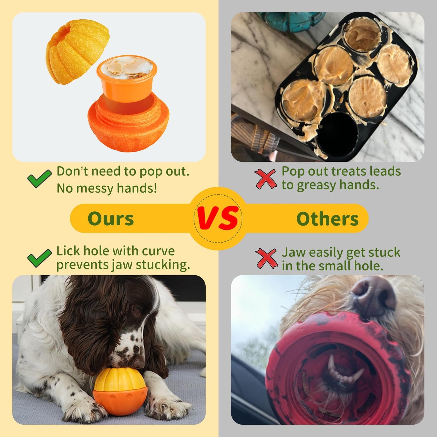 JoyBruko Interactive Dog Toys for Aggressive Chewers, /No Oil Needed/Smooth Screwing Frozen Treat Freezable Dog Puzzle Treat Dispensing Toy to Keep Them Busy for Small Medium Large Breeds