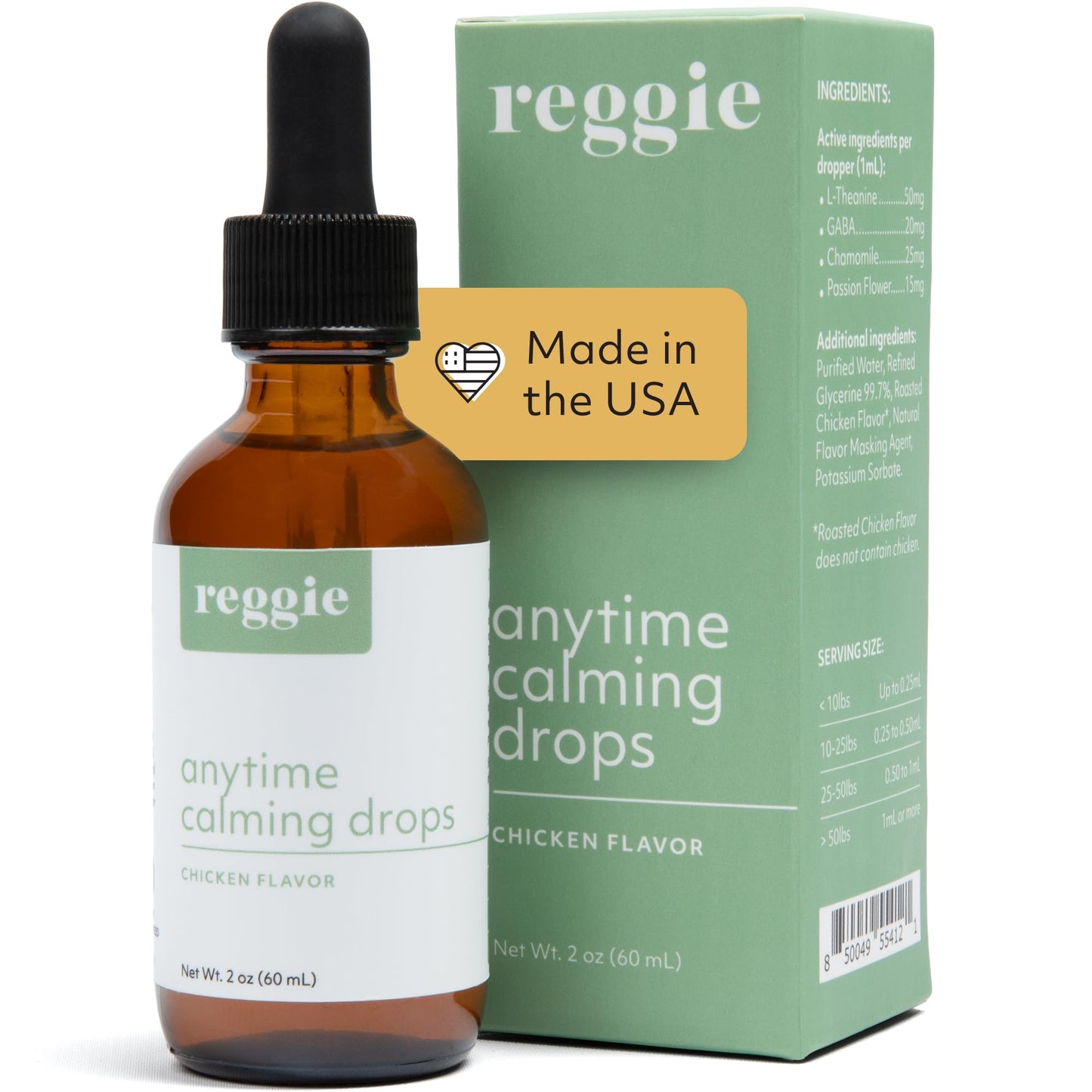 Reggie Anytime Calming Drops for Dogs | Natural Calming Tincture to Reduce Hyperactivity, Separation Anxiety, & Stress | Vet-Approved & Ideal for All Ages, Breeds, and Sizes - Chicken Flavor