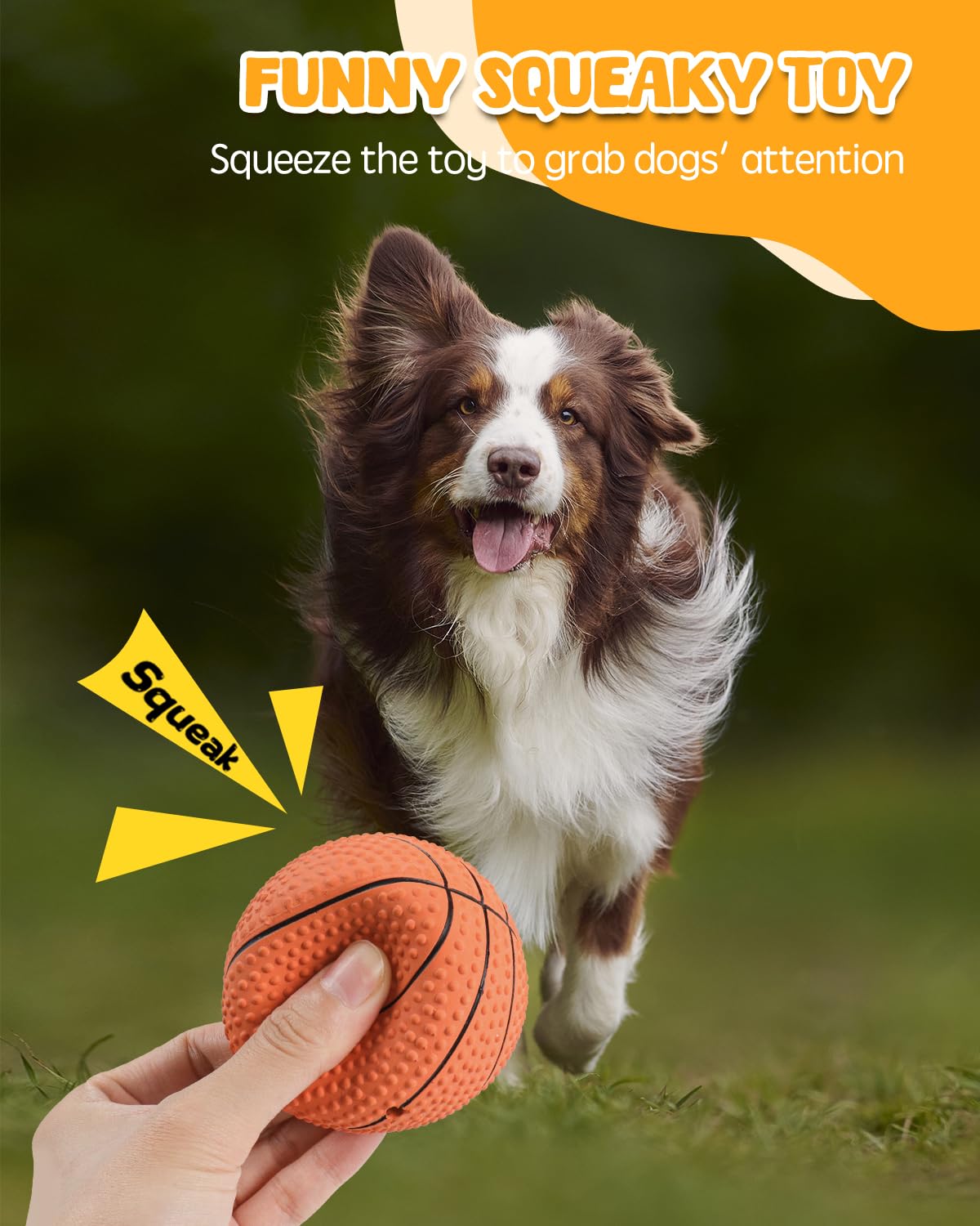 SCHITEC Squeaky Dog Toy Balls, [8 Pack] Latex Rubber Squeak Toys, 3'' Interactive Fetch Pet Ball for Medium Breed Dogs