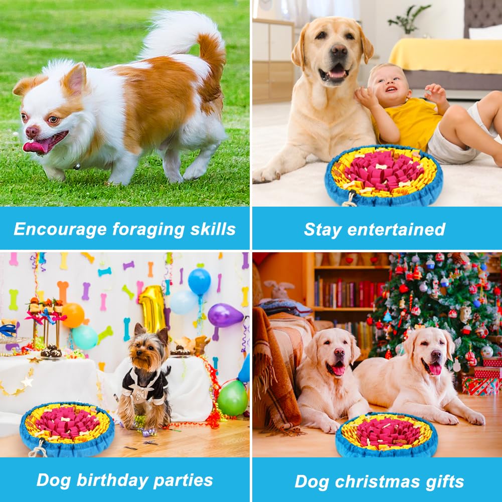 Vivifying Snuffle Mat for Dogs, Adjustable Sniff Mat for Small Medium and Large Dogs, Interactive Enrichment Toys for Slow Eating and Mental Stimulation (Rose Red Yellow)