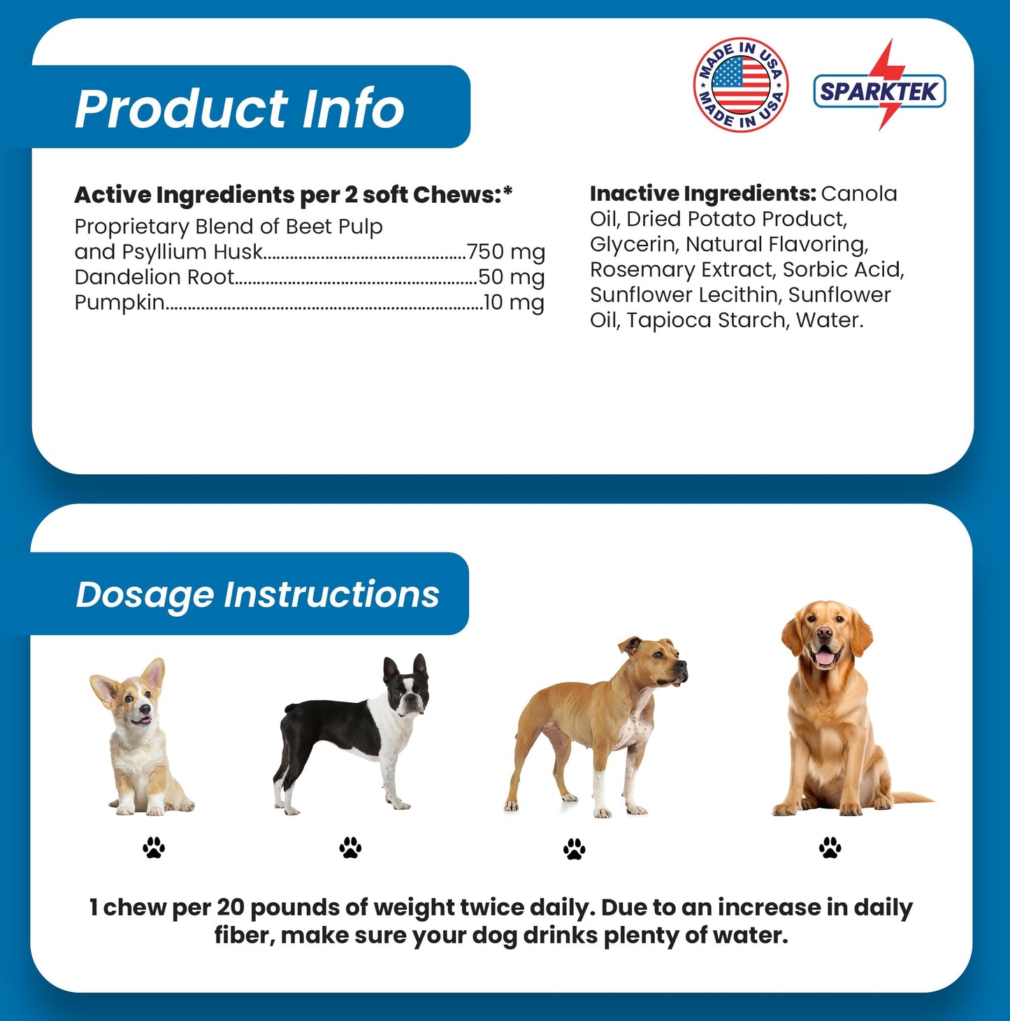 Sparktek Digestive Fiber Blend Chews for Dogs with Pumpkin Psyllum Husk Beet Pulp Developed to Support Reduction in Scooting Behavior and Help Sac Gland Function for Normal Bowel Movement