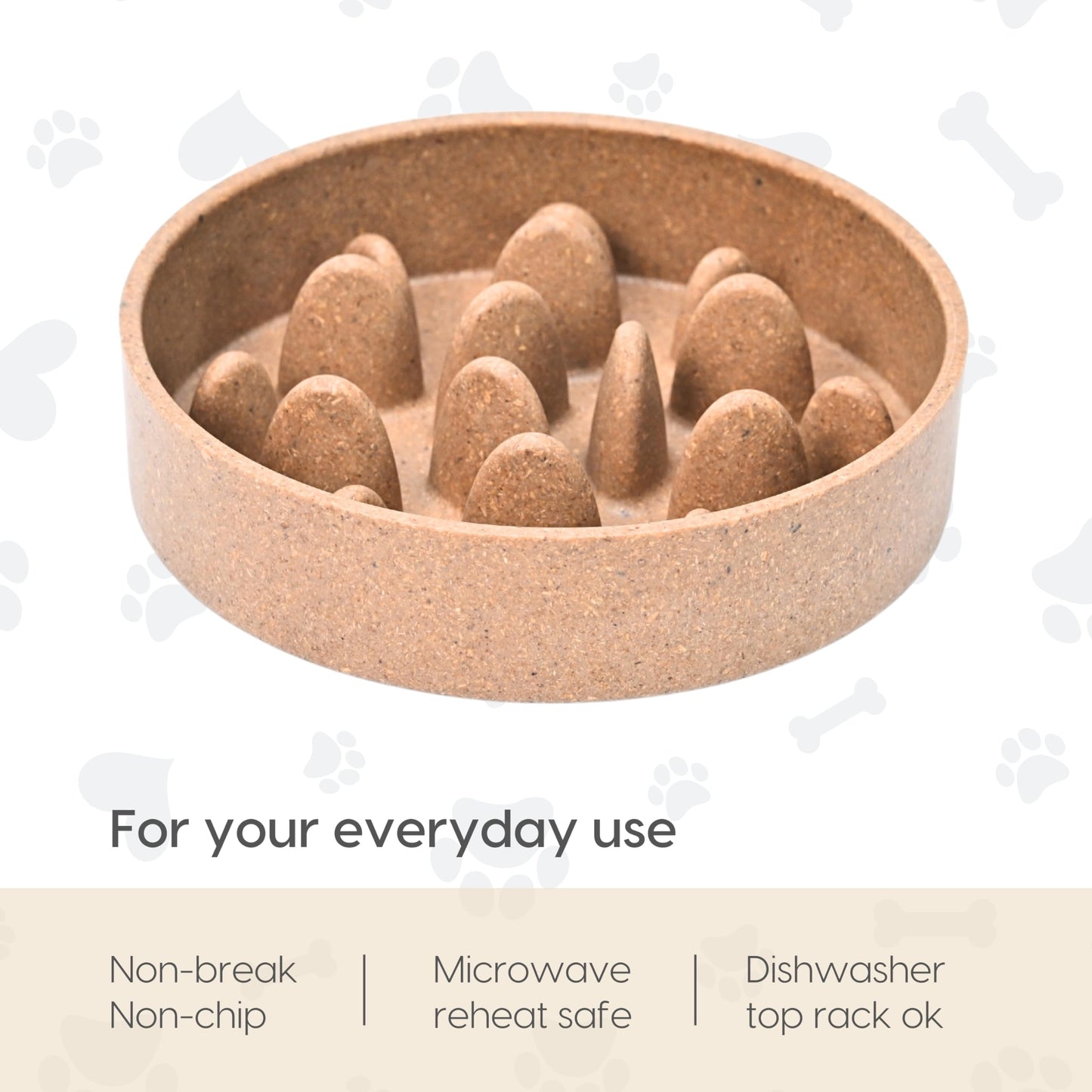 Eha Earth-Friendly Slow Feeder for Dogs | Dog Bowl Medium | 800 ml | Pet Bowl Made with Rice Husk and Bamboo Fibers | Dog Food Bowl | 1 Unit | Tortilla