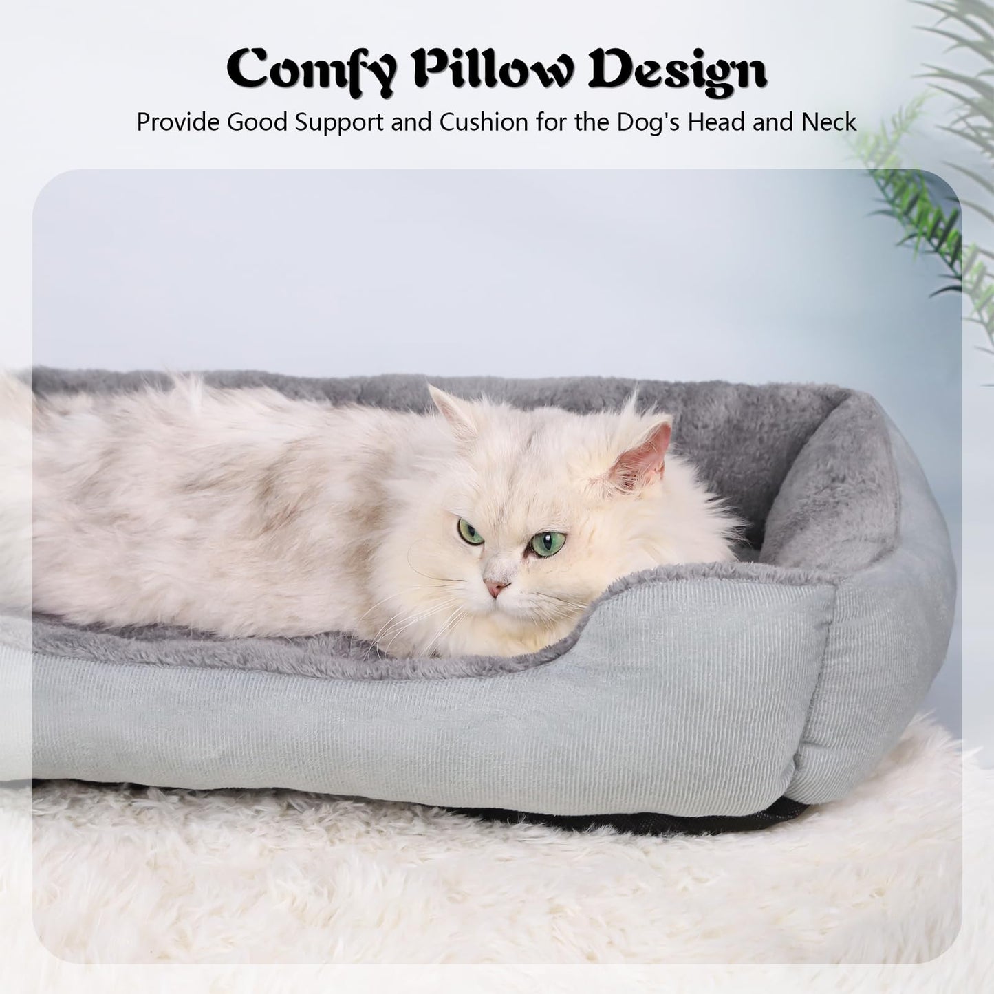 HUYBACK Calming Dog Bed for Medium Dogs 24in Orthopedic Dog Sofa Bed urable Washable Pet Bed Anti-Slip Bottom Fits up to 38 lbs Pets, m dark gray