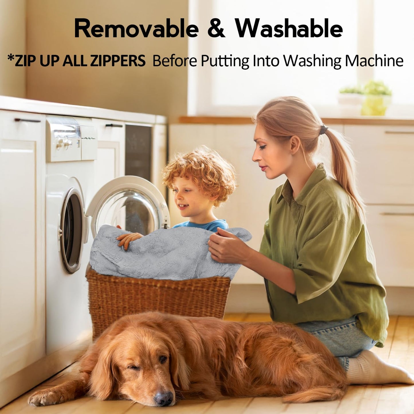 MEKIY Large Dog Bed - XL Orthopedic Egg-Crate Memory Foam Dog Beds with Removable Washable Cover, Waterproof Pet Beds with Non-Slip Bottom, Grey