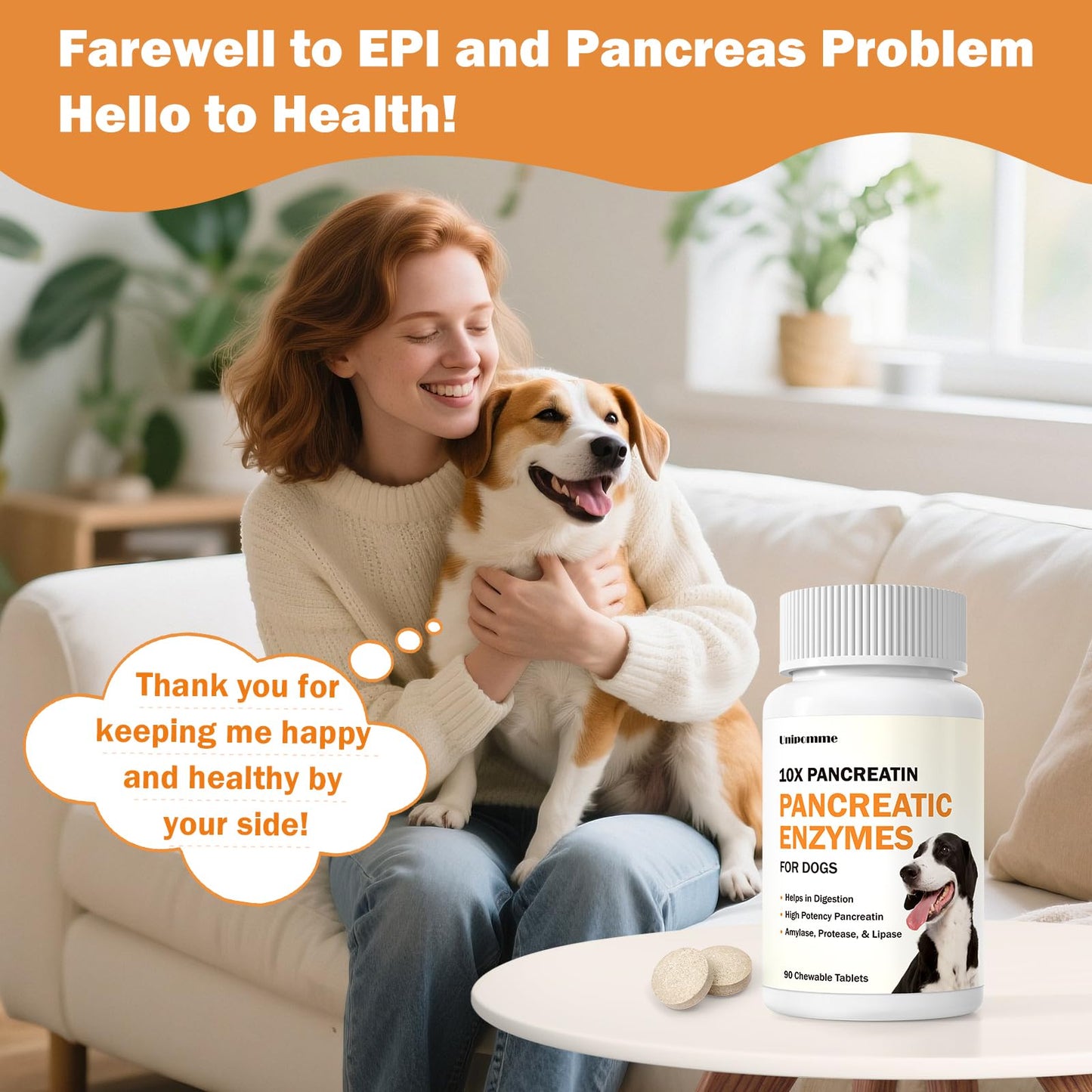 Pancreatic Enzymes for Dogs - 10x Pancreatin Formula for EPI Dog - Digestive Enzymes Tablets for Pet Pancreatic Concerns, Supports Buddy Digestive Stress, Healthy Weight Management