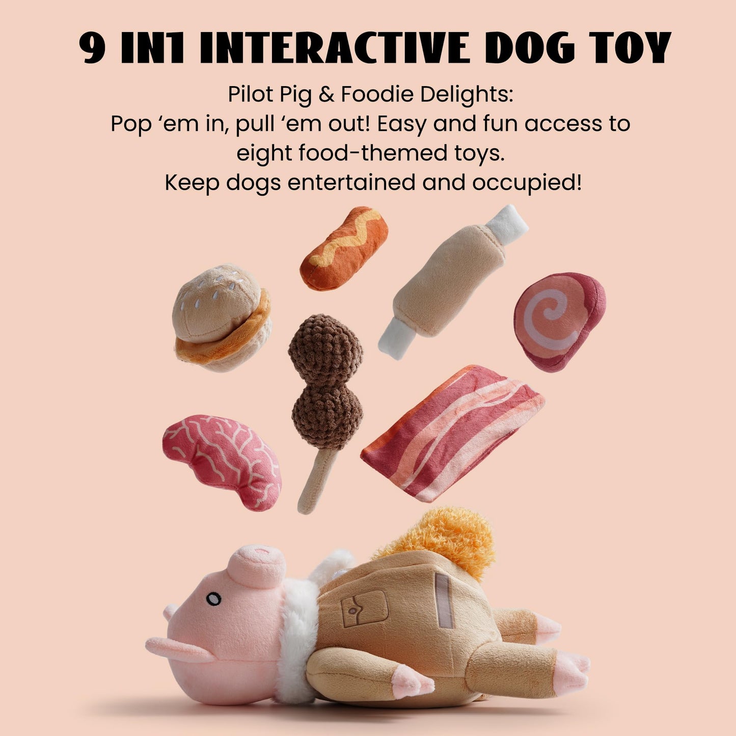 Nocciola Stuffed Pig Dog Toys: Funny Squeaky Crinkle Dog Chew Toys for Small Medium Breed, Plush Puzzle Cognitive Training Pet Enrichment Supplies, Burrow Hide Seek Mental Stimulation Anxiety Relief