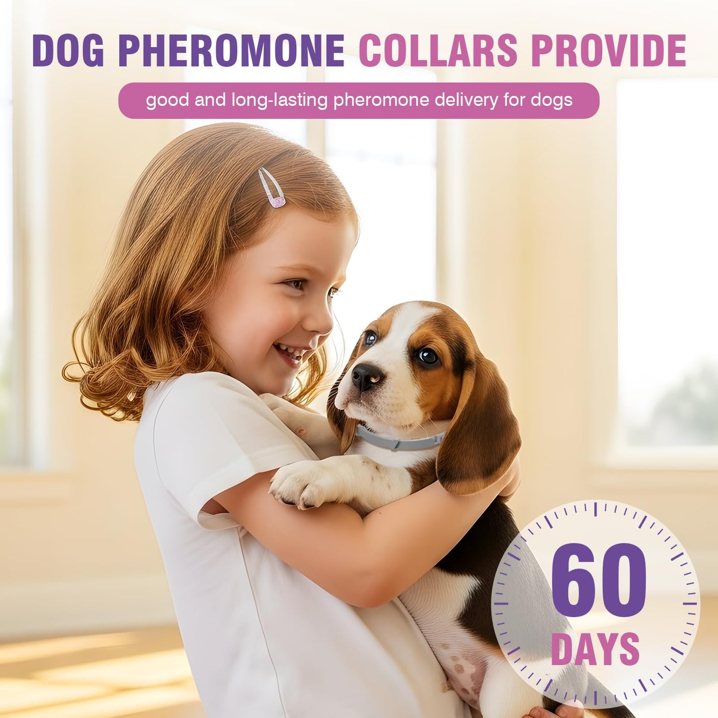 Calming for 4 Pack Pheromone Calming Collar for Dogs Calming Collar for Dogs Anxiety and Stress Lasts 60 Days Suitable for All Small, Medium and Large Calming Dog Collar Natural