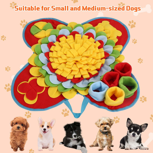 Yummy Sam Snuffle Mat for Small and Medium Dogs, 2 in 1 Portable Interactive Nose Smell Training Sniffing Pad with Puzzle Toys for Boredom Stimulating Slow Eating and Keep Busy (Muilticolor)