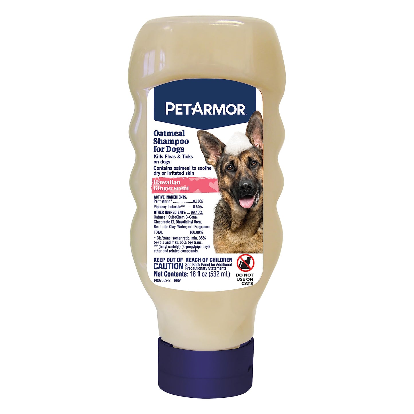 PetArmor Flea & Tick Protection Oatmeal Shampoo for Dogs, Hawaiian Ginger Scent, 18 Ounce