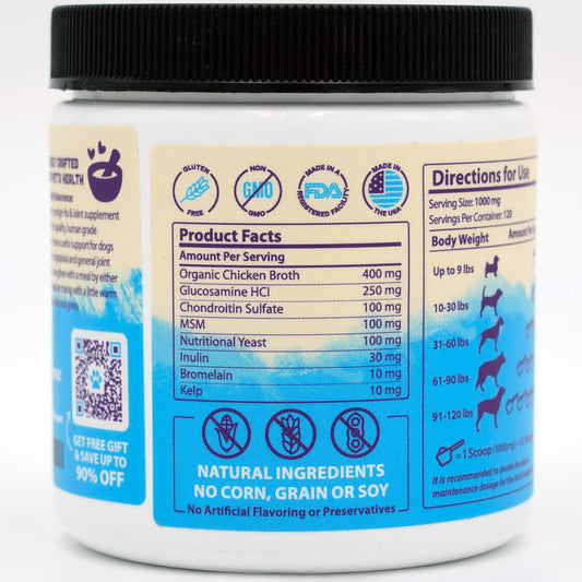 Zenapet Superfood Dog Hip & Joint Supplement for Arthritis Pain Relief, Maximum Strength with Glucosamine & Chondroitin Plus MSM for Pet Mobility Support, Pure Potent & Human Grade