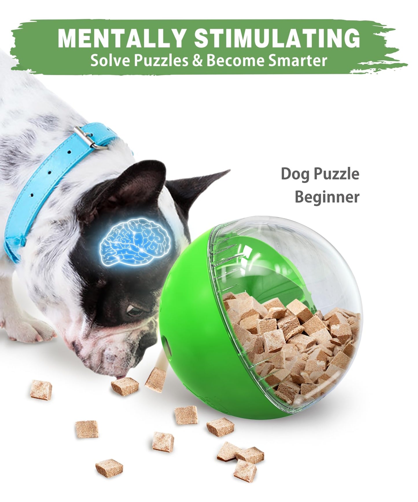 WELIKEIT Interactive Dog Treat Toy, Mental Stimulation and Enrichment, Green