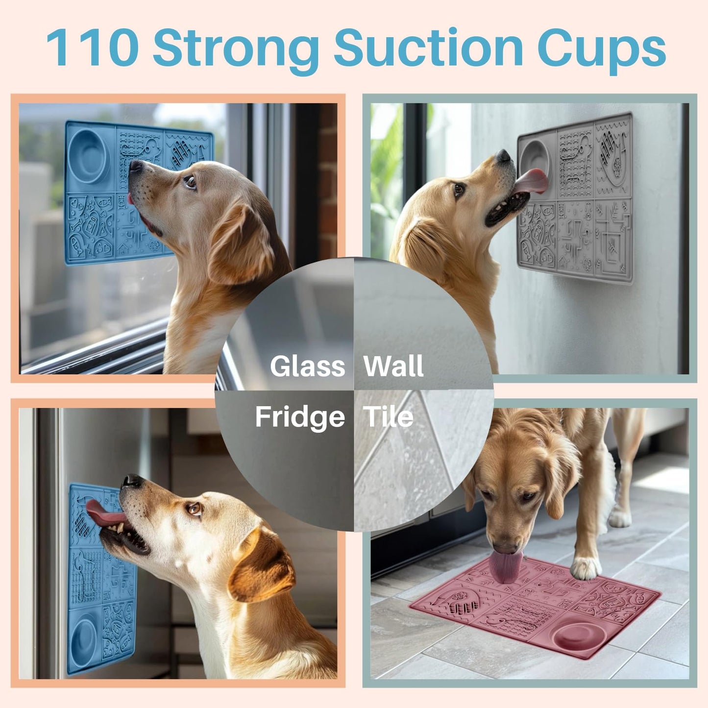 Tails & Tales Pet Licking Mat, Large Size with Non-Slip Suction Cups, Dog & Cat Slow Feeder for Anxiety Relief, Grooming Bathing Training Mat for Peanut Butter & Yogurt