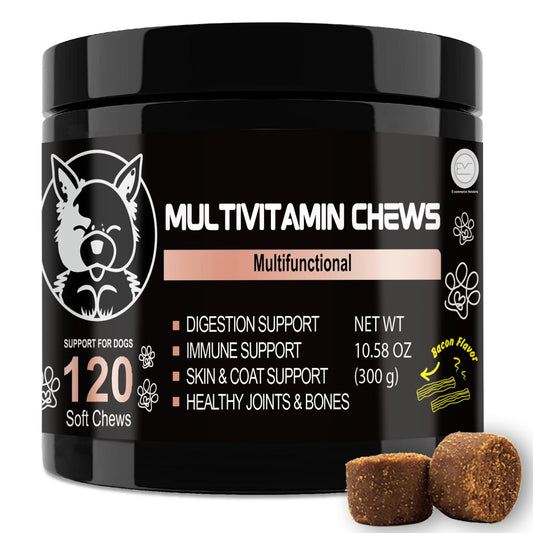 Calming Chews for Dogs V-EST – Available in 3 Formulas: Calming, Multivitamin or Probiotics – Soft Chews Chicken Flavor – Helps Stress & Anxiety – 120 Count