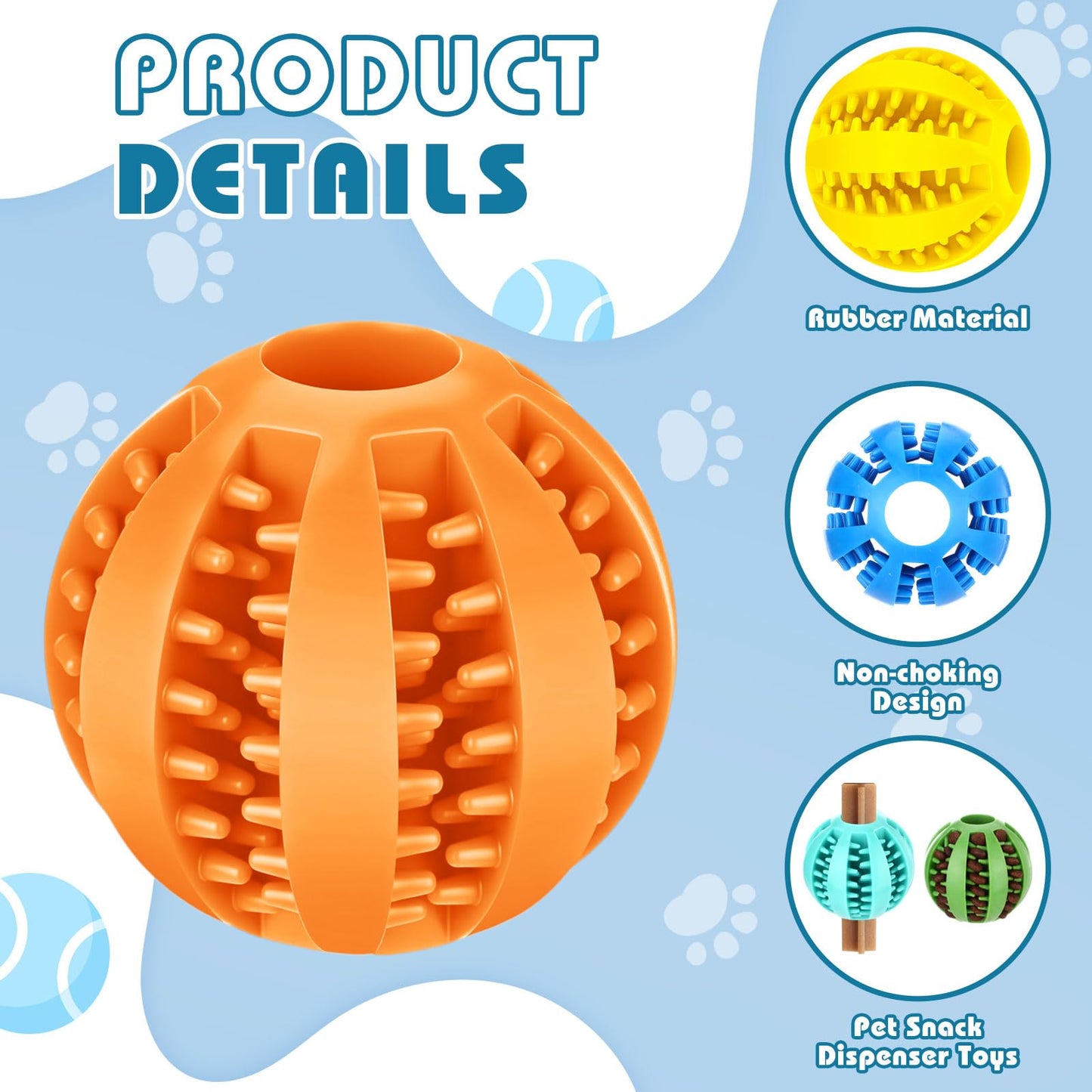28 Pack Dog Treat Balls Bulk Interactive Treat-Dispensing Dog Toy Durable Rubber Puppy Tooth Cleaning Ball Toy for Small Medium Breed Chew Tooth Cleaning Enrichment for Boredom Brain Stimulate Game