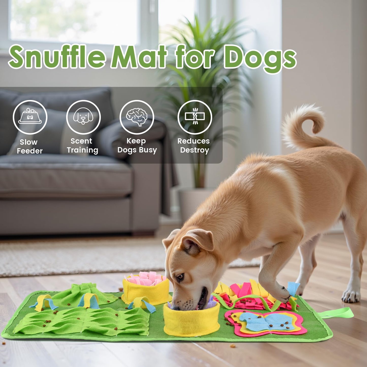 PAWSPURR Snuffle Mat for Dogs, 27.5x15.7Inch Interactive Slow Feeding Mat Dog Puzzle Toys for Foraging, Smell Training, Anxiety Relief