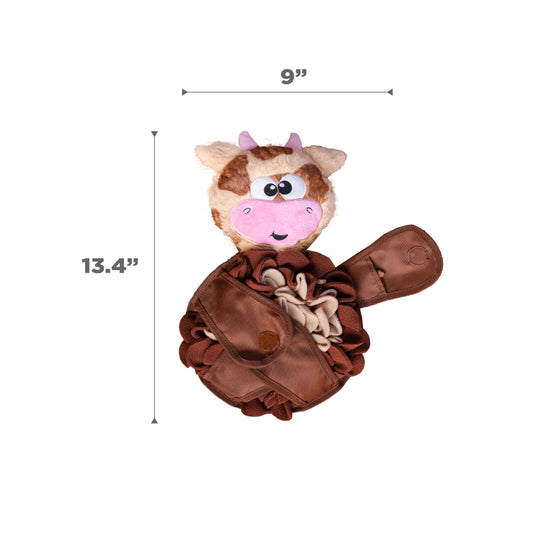 Outward Hound by Nina Ottosson Snuffle Palz Plush Snuffle Mat Dog Treat Puzzle, Non-Slip, Brown, Cow, Large