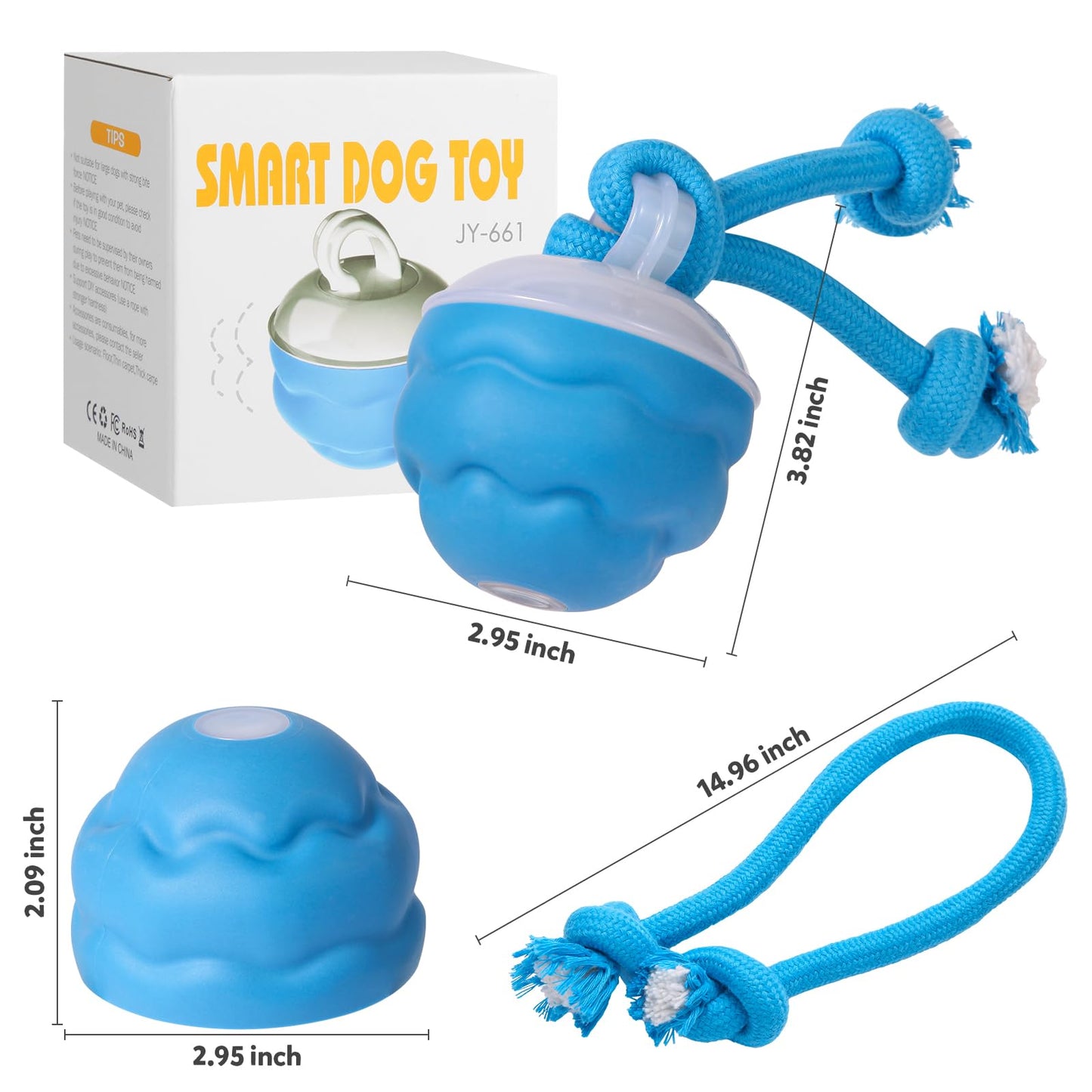 Interactive Dog Toys, Dog Toys to Keep Them Busy with Squeaky, Active Moving Dog Ball for Puppy and Medium Dogs, Durable Power Tail 2.0 Dog Toy，USB Rechargeable